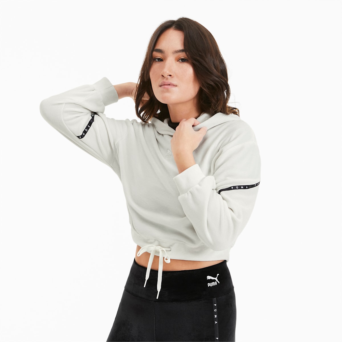 Cropped Velour Women's Hoodie