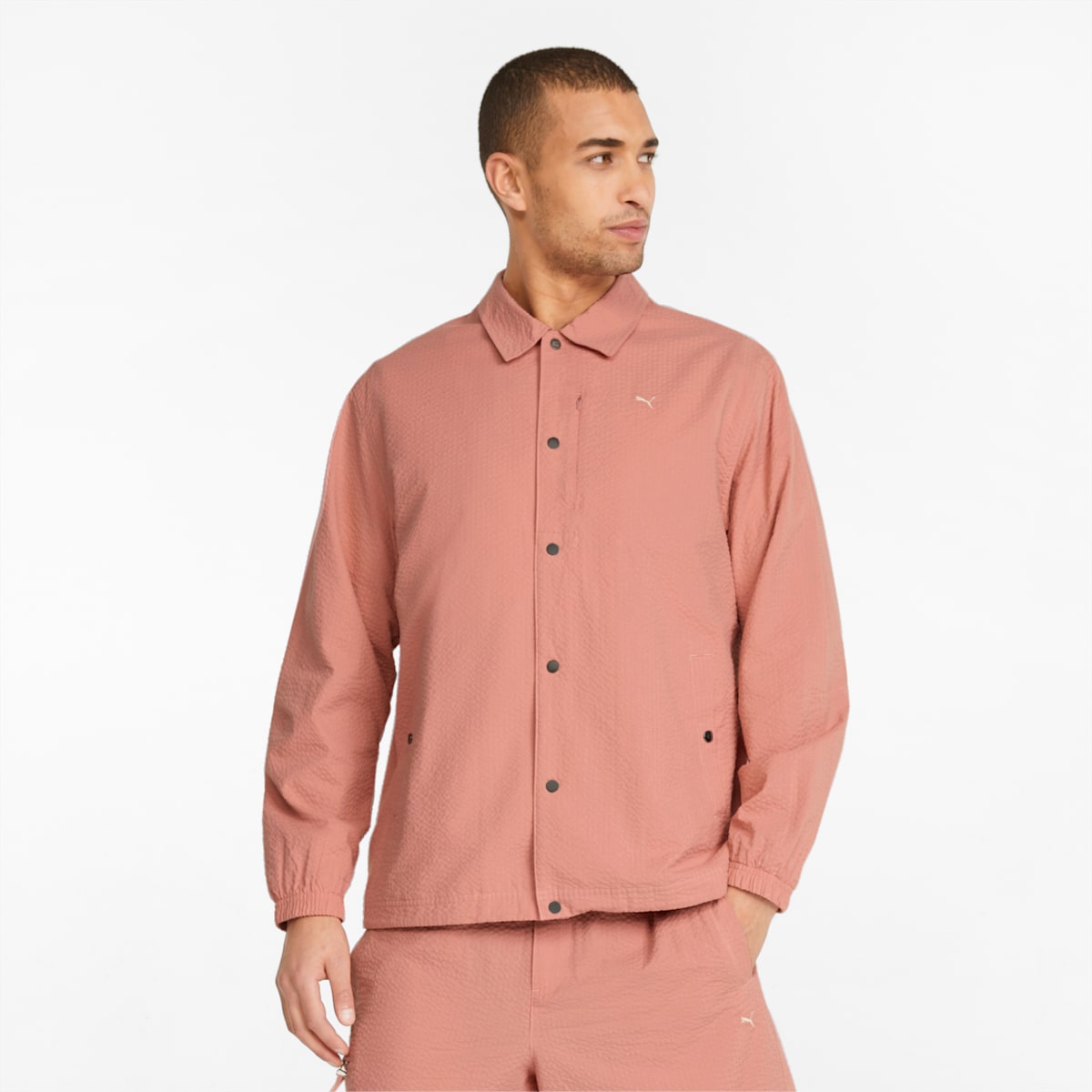 MMQ Seersucker Shirt Jacket