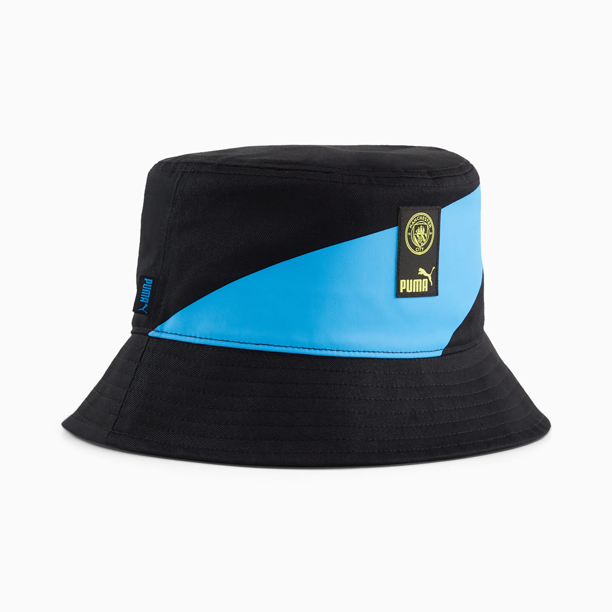 PUMA Manchester City ftblCULTURE+ Bucket Hat Für Damen, Schwarz/Blau, Größe: L/XL, Accessoires