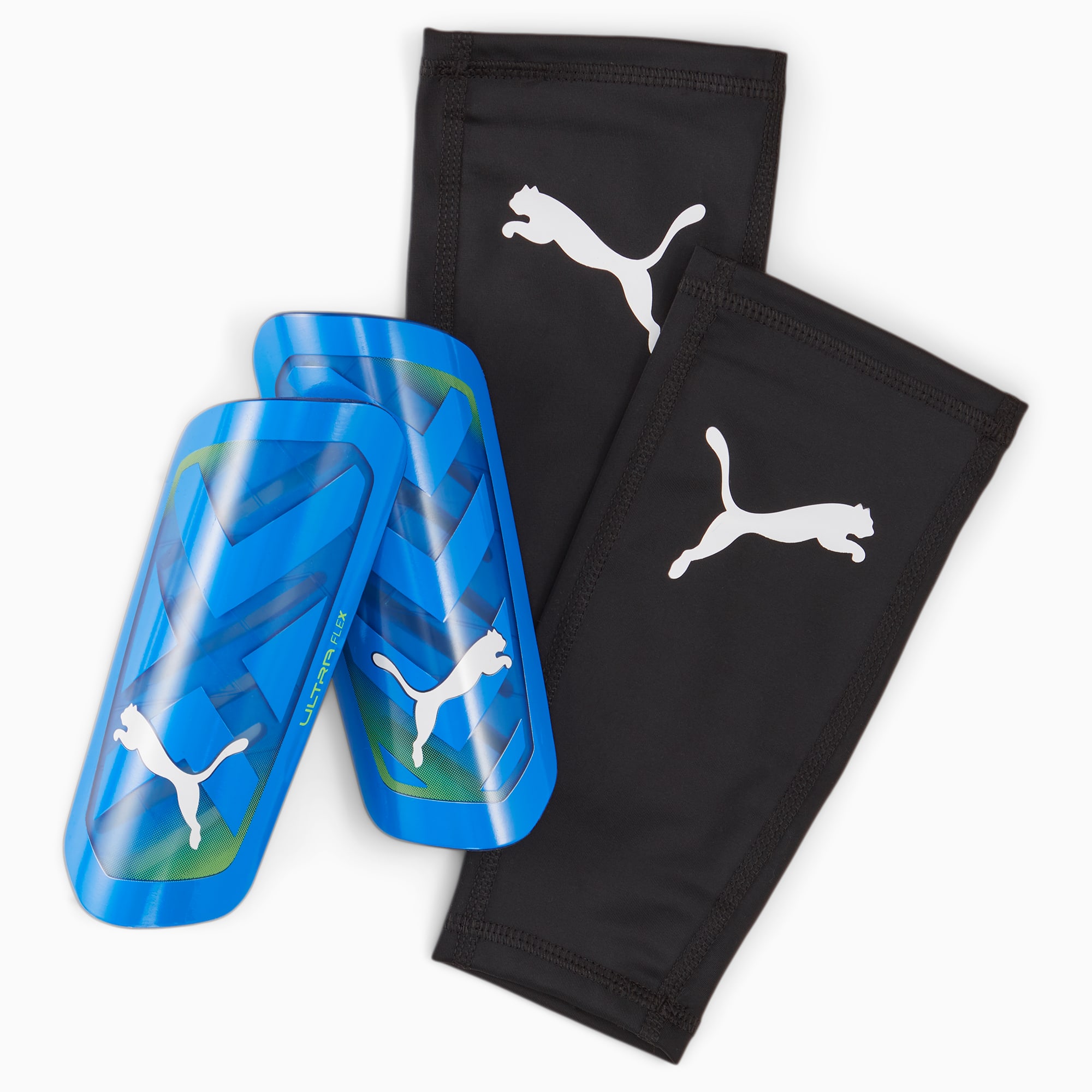 PUMA Ultra Flex Sleeve Scheenbeschermers Blauw Wit Felgroen