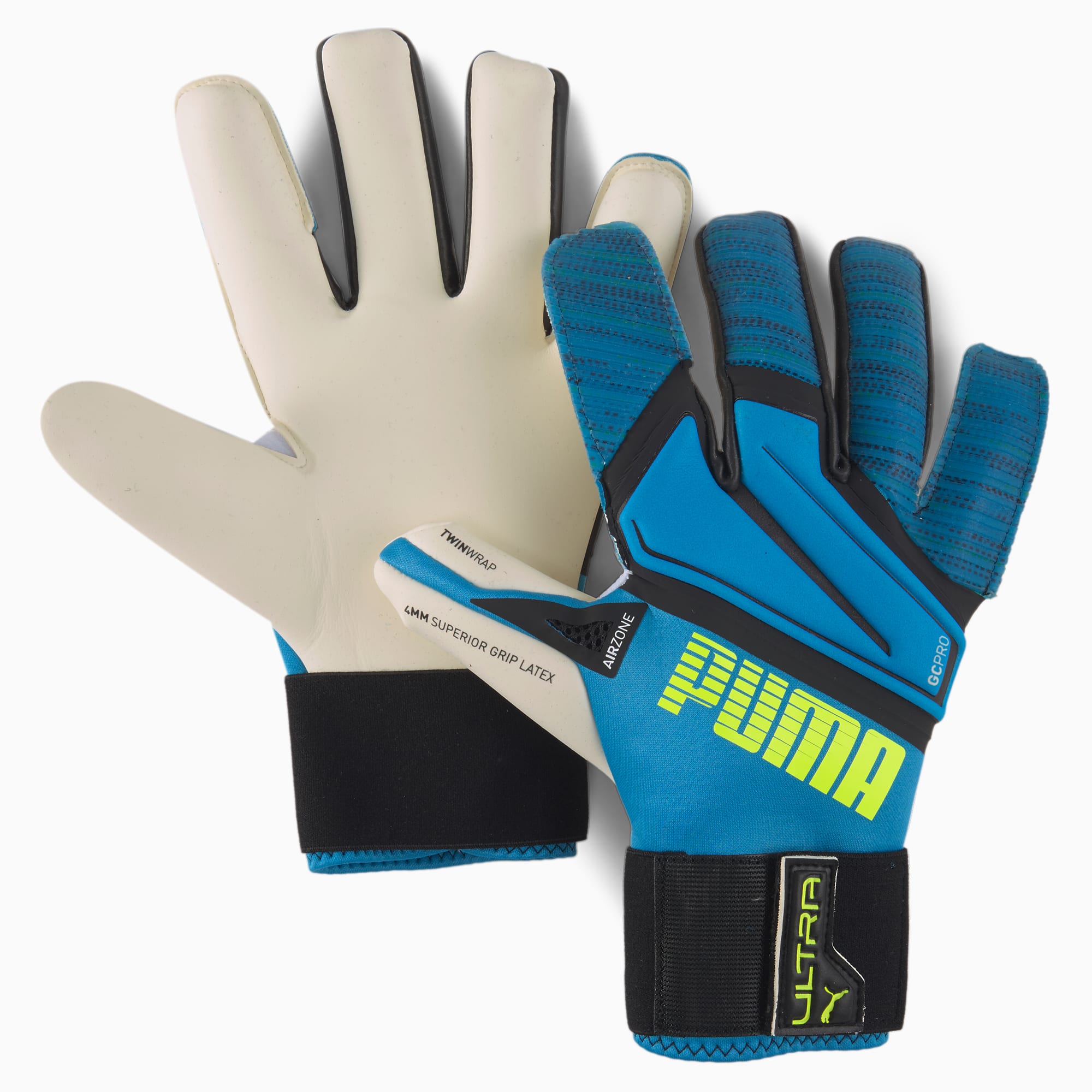 PUMA ULTRA Grip 1 Hybrid Pro keepershandschoenen, Blauw/Geel, Maat 8