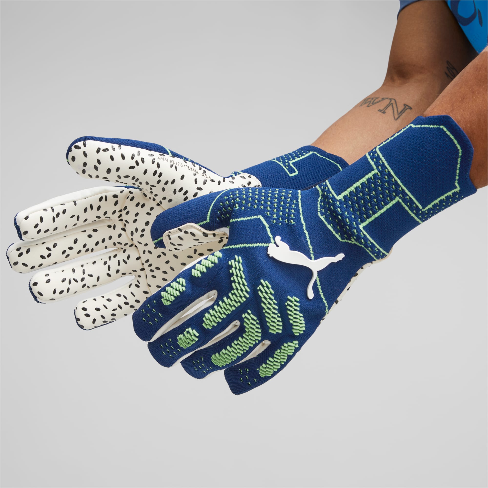 Men's PUMA Future Ultimate Negative Cut Football Goalkeeper Gloves, Persian Blue/Pro Green, Size 10, Accessories