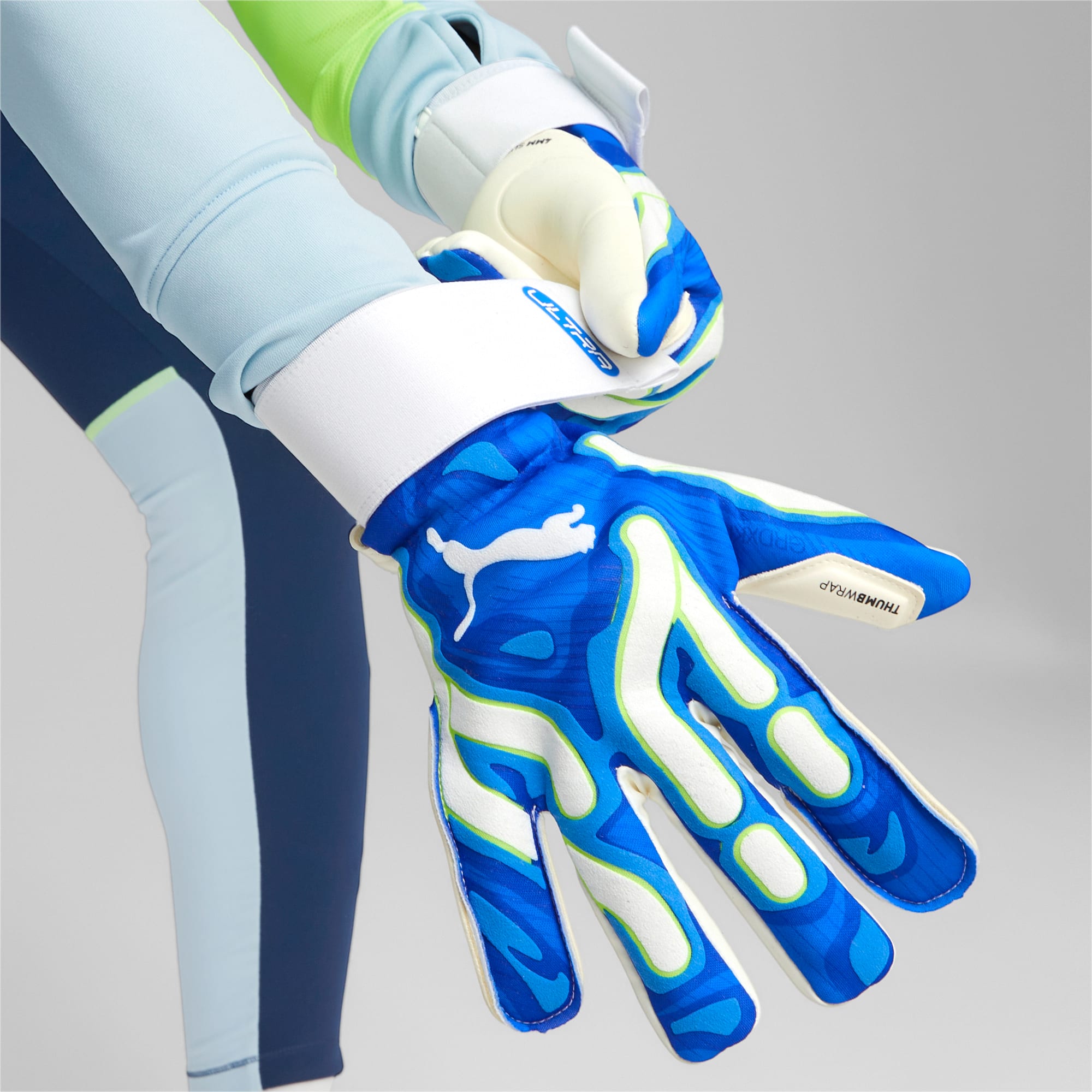 Women's PUMA Ultra Ultimate Hybrid Goalkeeper Gloves, Ultra Blue/White, Size 8,5, Accessories