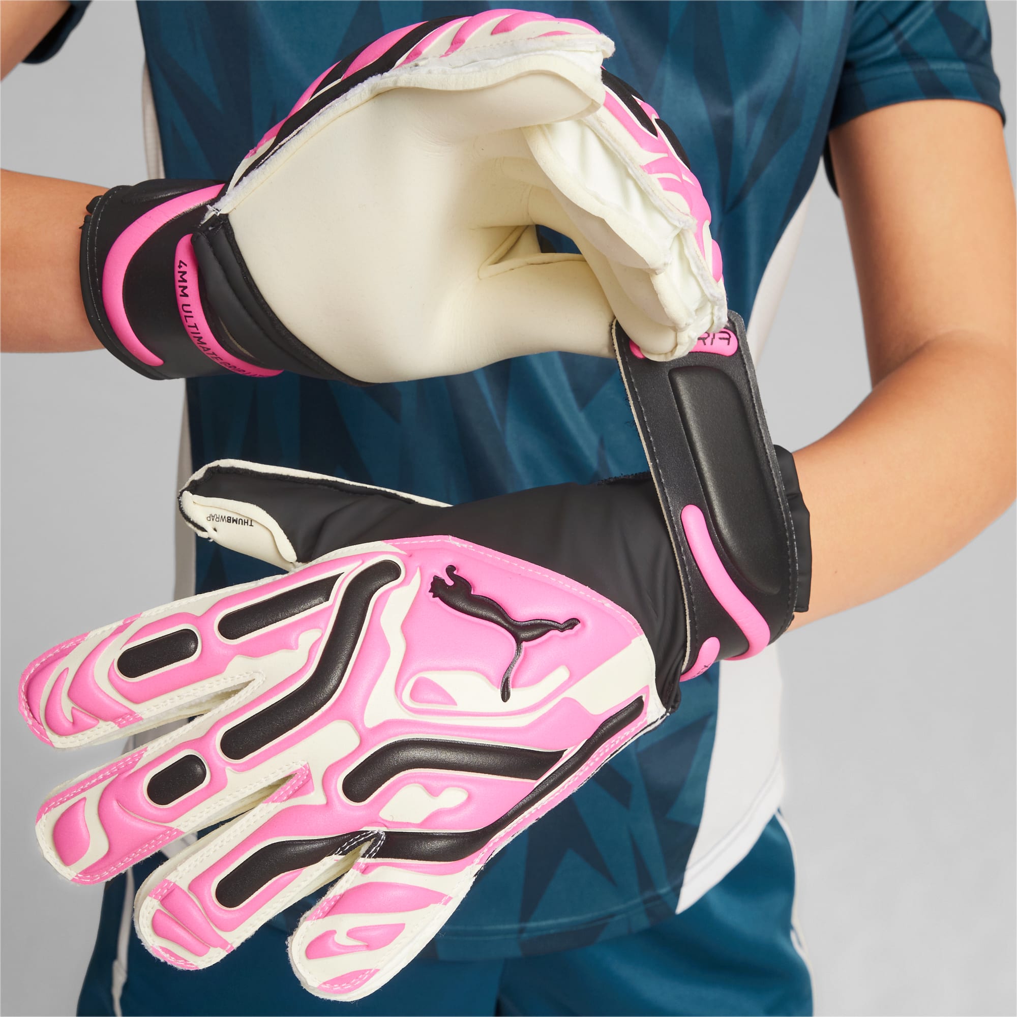 PUMA Ultra Match Protect Youth Goalkeeper Gloves, Poison Pink/White/Black, Size 4, Accessories