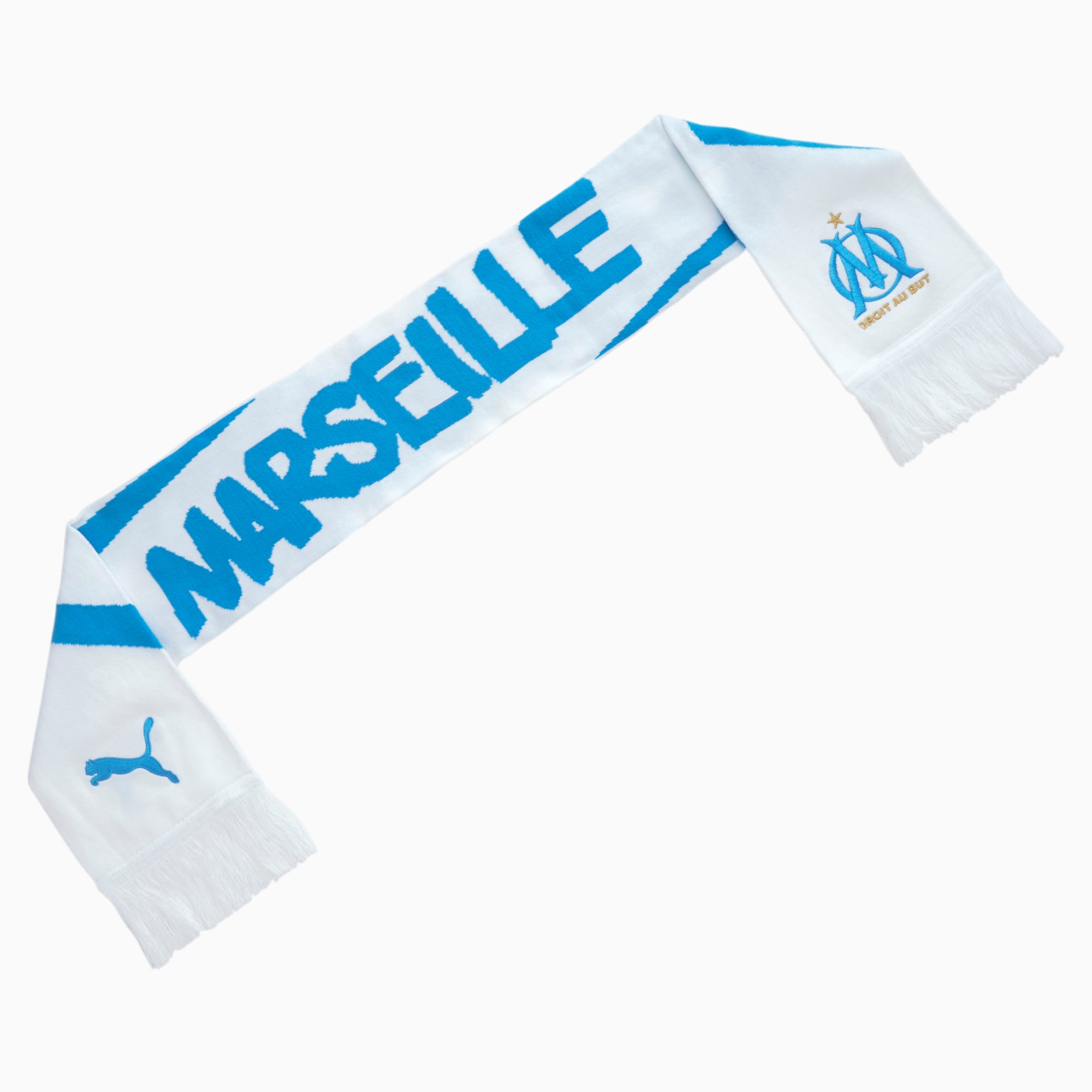 Image of PUMA Olympique de Marseille Fußball Fan Schal | Mit Aucun | Weiß/Blau