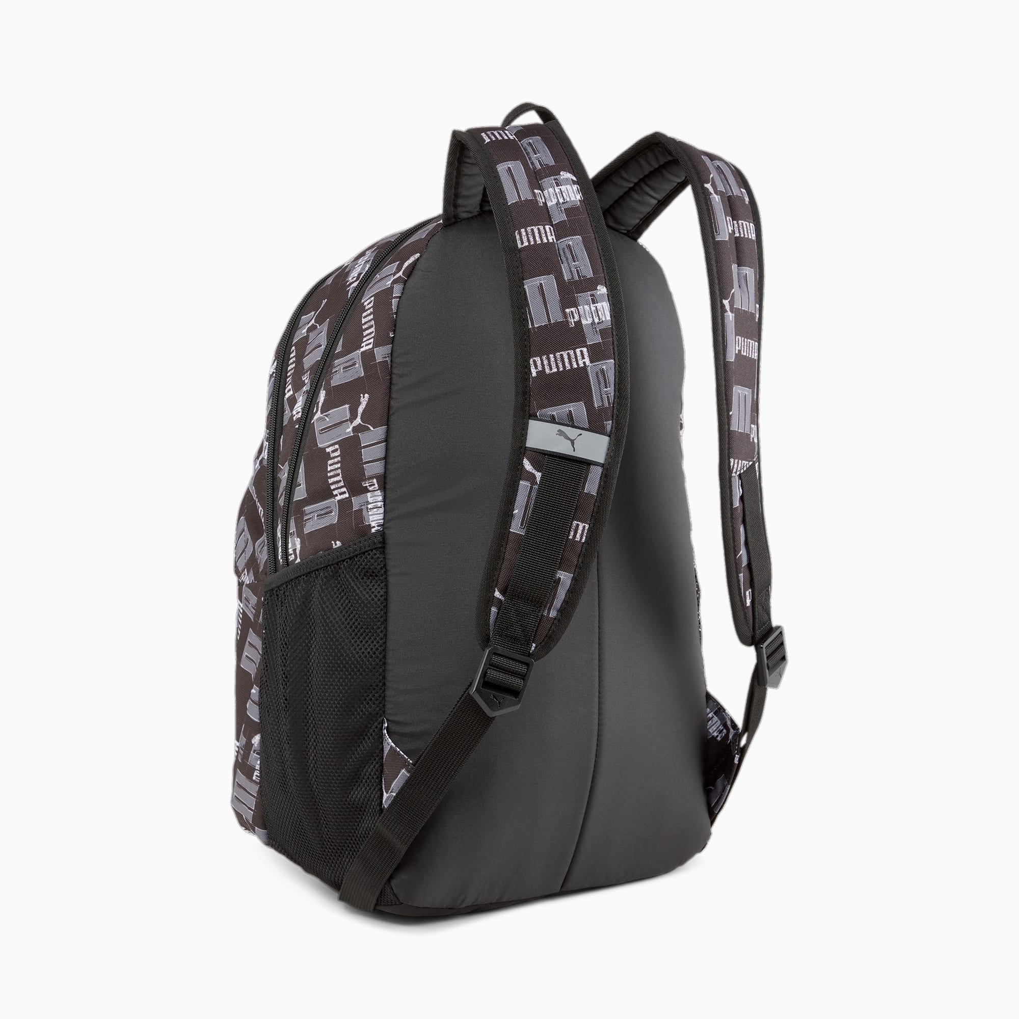 Women's PUMA Academy Backpack, Black/Logo AOP, Accessories