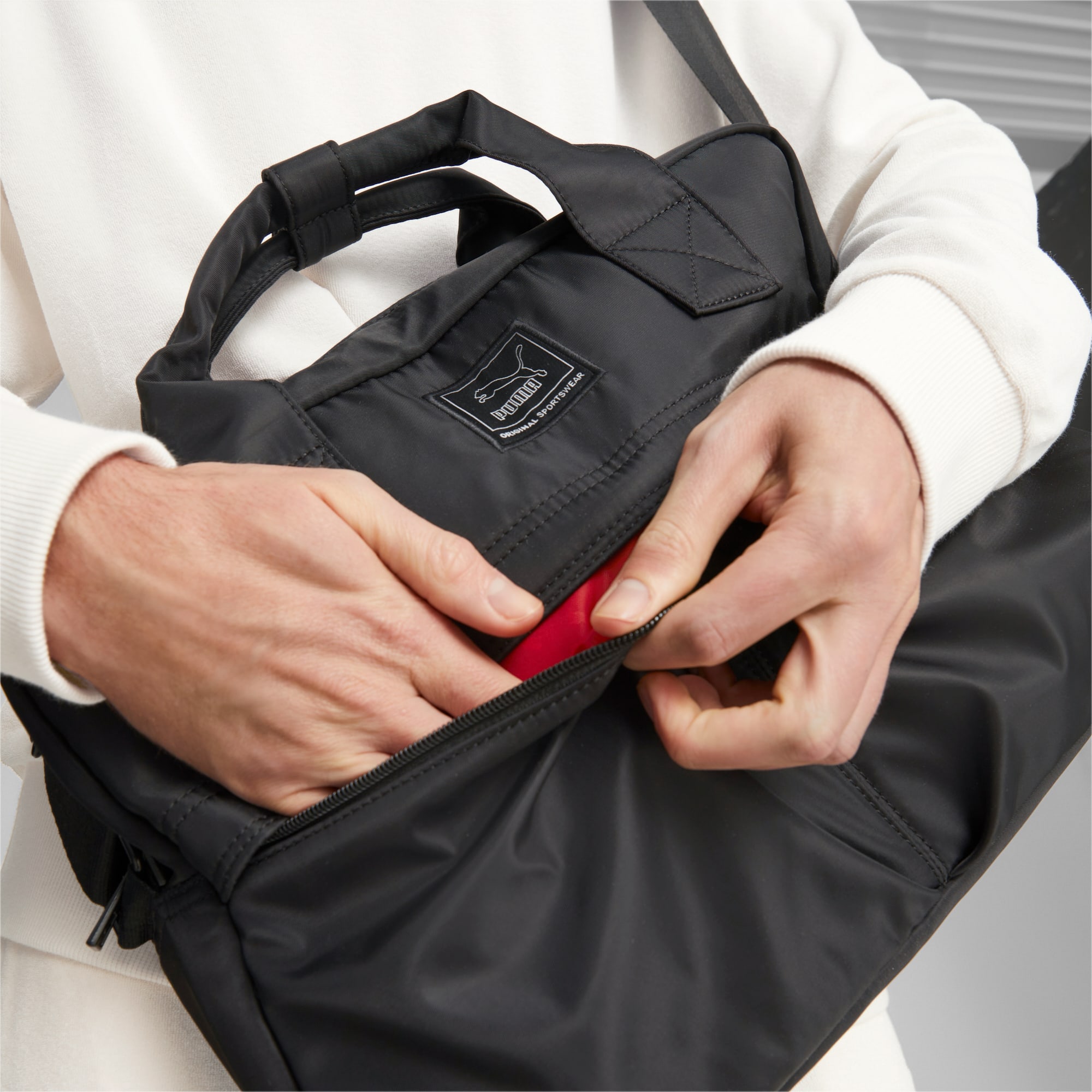 Men's PUMA Classics Lv8 Woven Briefcase Bag, Black, Accessories