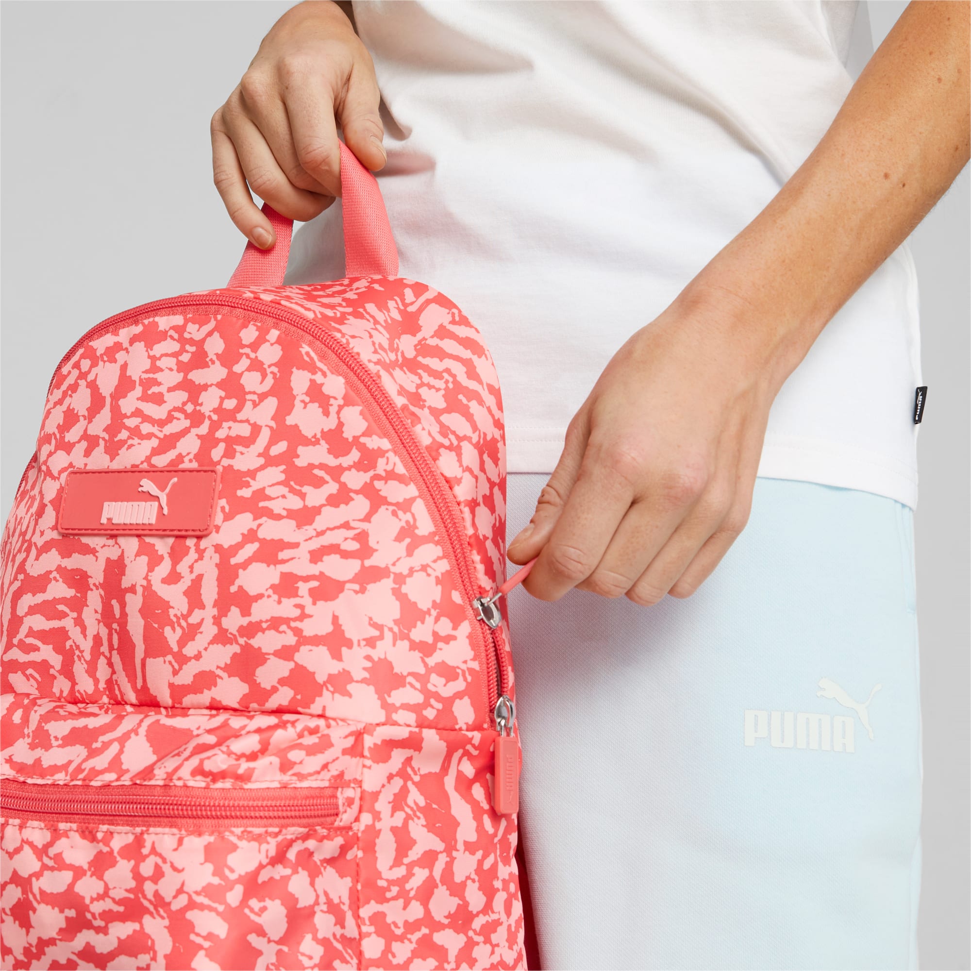 PUMA Core Pop Rucksack Für Damen, Mit Abstract Muster, Rosa/Blau, Accessoires