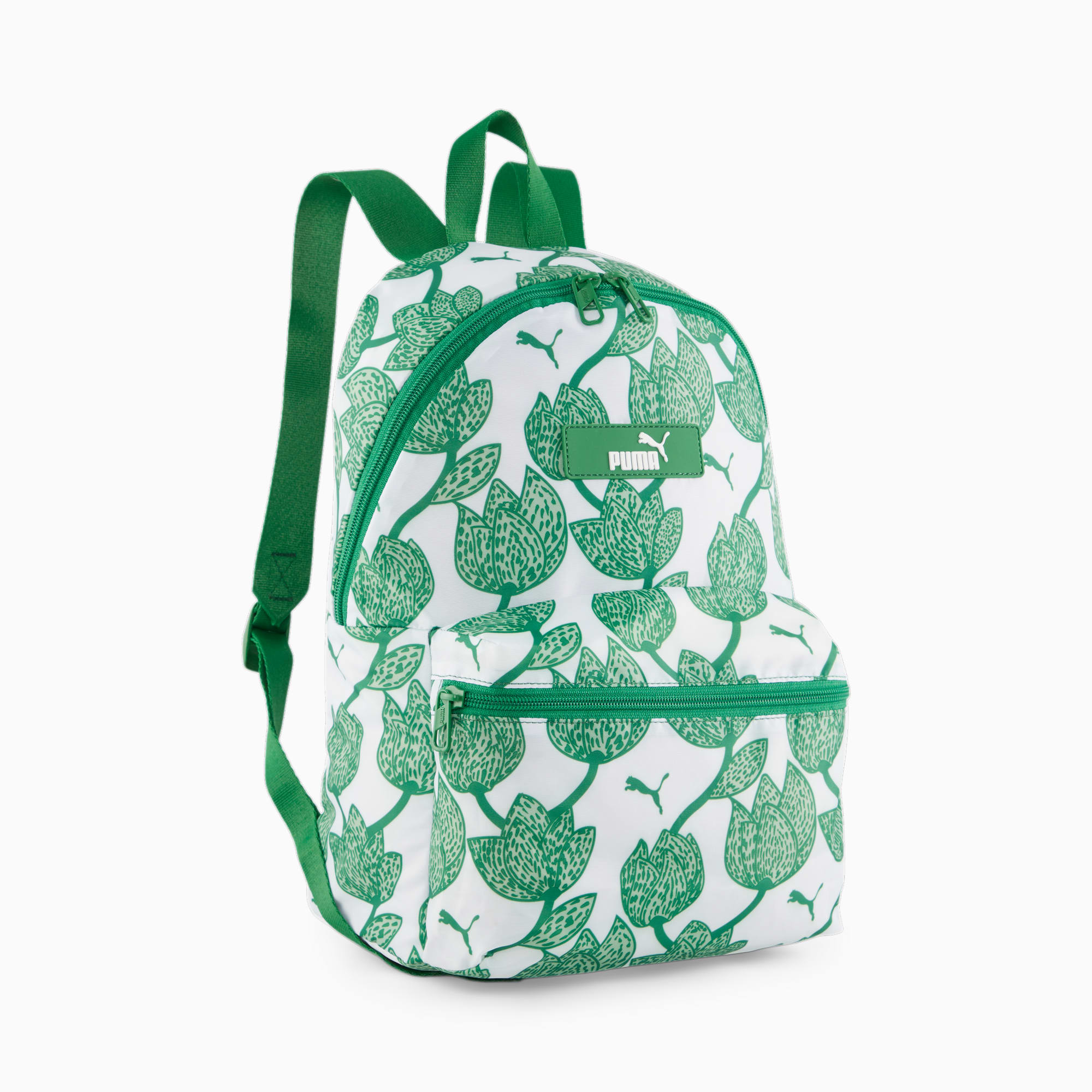 Women's PUMA Core Pop Backpack, Archive Green/Blossom AOP, Accessories