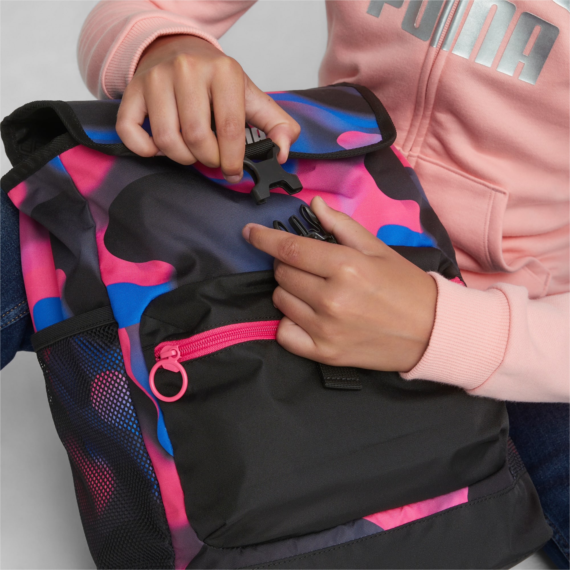 PUMA Cosmic Girl Youth Backpack, Black/Glowing Pink, Accessories