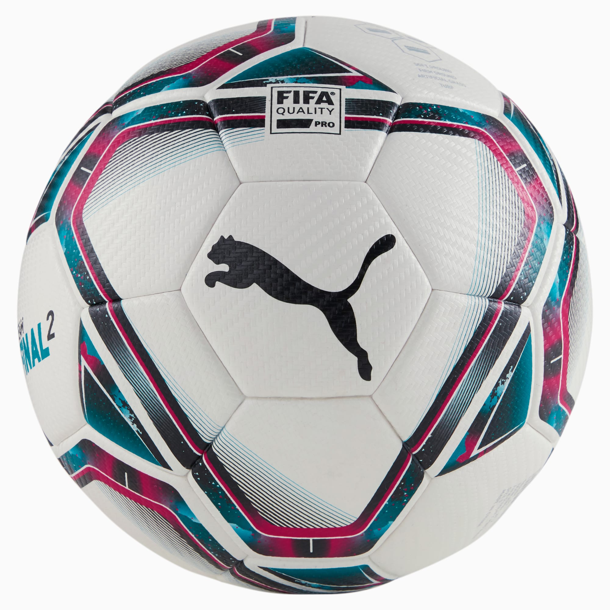 Pallone da calcio FINAL 2 FIFA Quality Pro, Nero/Blu/Rosa, Taglia 5 | PUMA