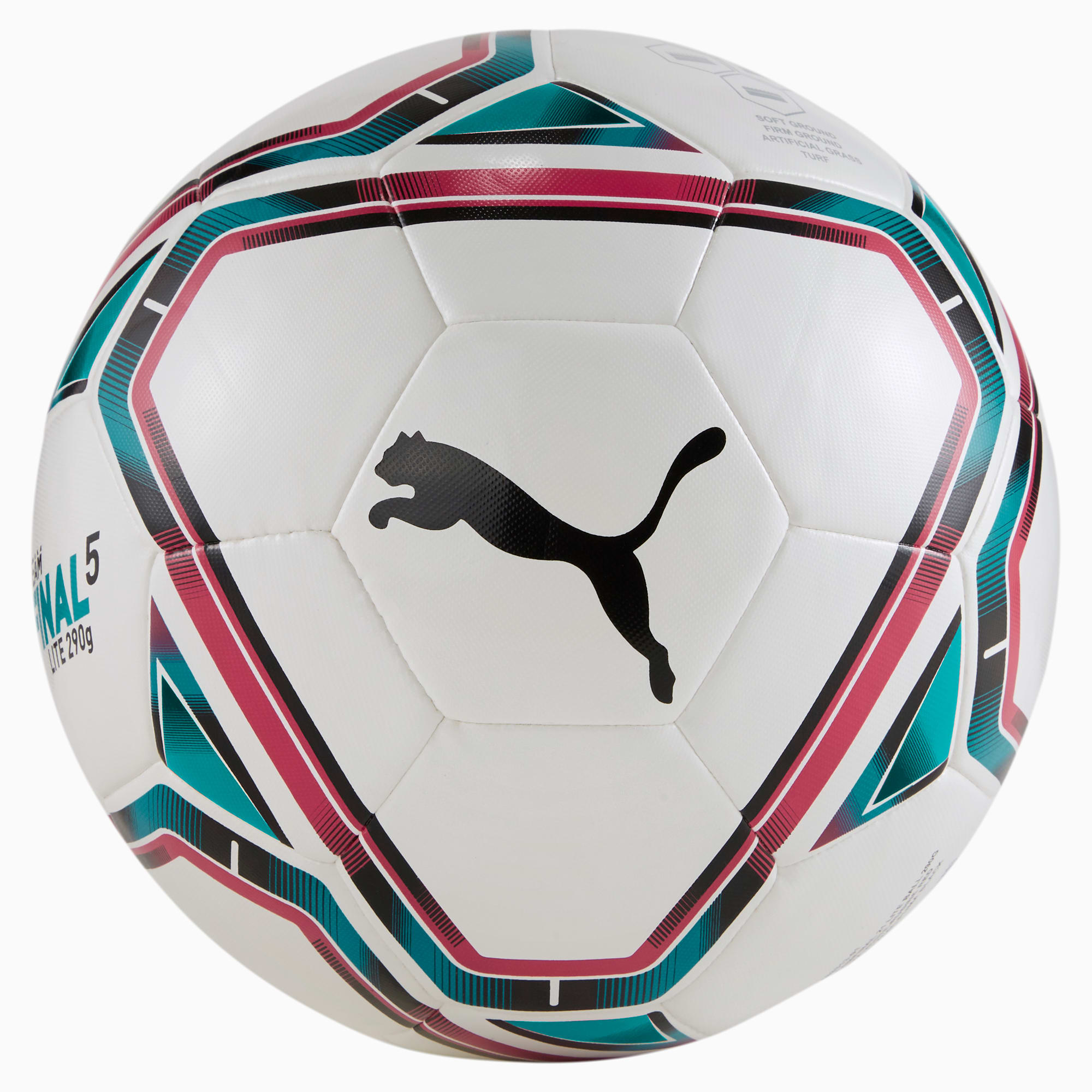PUMA Ballon de football FINAL 21 Lite 290 g, Blanc/Bleu/Rose, Taille 5, Accessoires