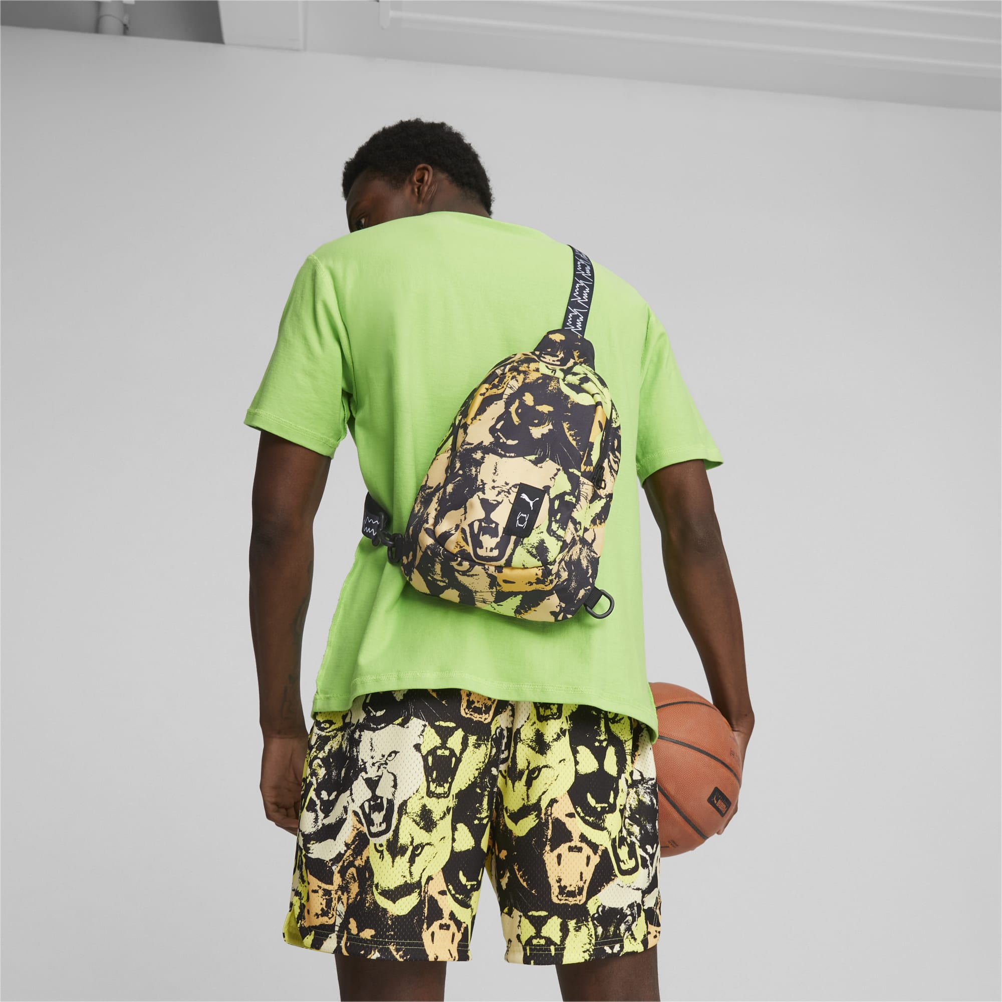 Men's PUMA Basketball Cross-Body Bag, Yellow Blaze/AOP, Accessories