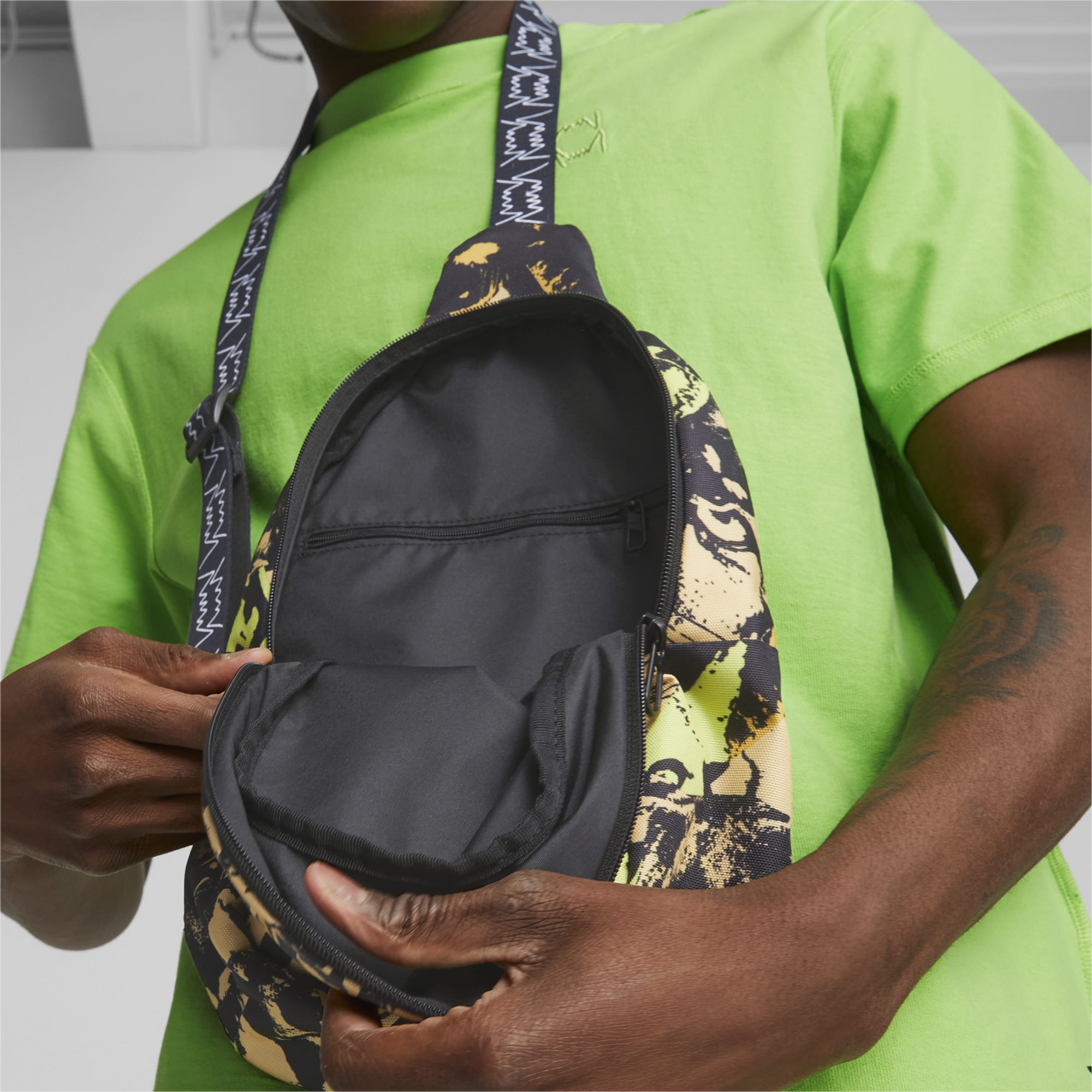 Men's PUMA Basketball Cross-Body Bag, Yellow Blaze/AOP, Accessories