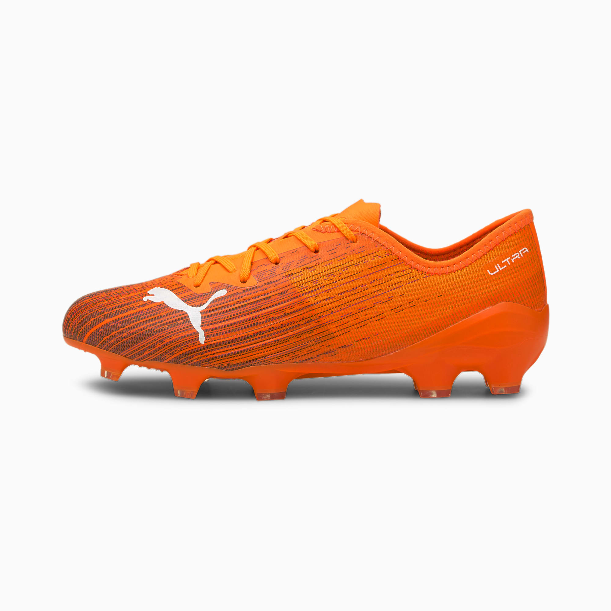 PUMA Chaussures de football ULTRA 2.1 FG/AG homme, Orange/Noir, Taille 45, Chaussures