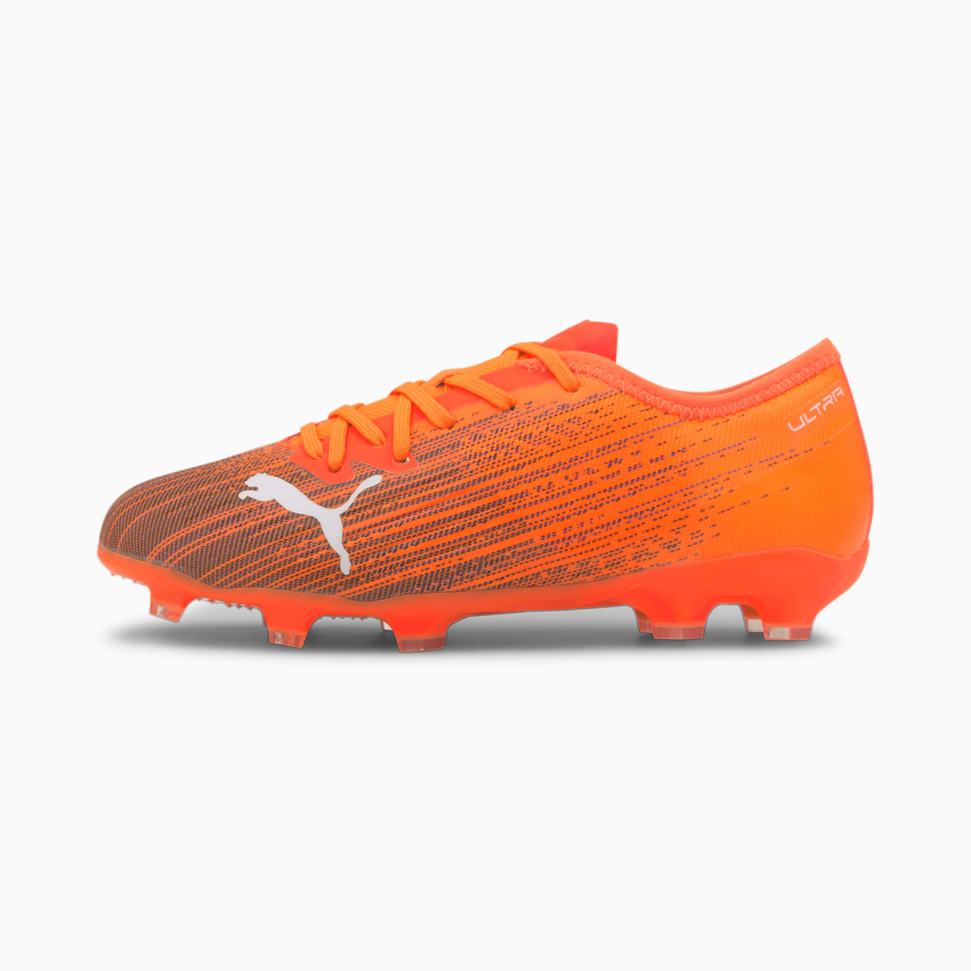 PUMA Chaussures de football ULTRA 2.1 FG/AG enfants et adolescents, Orange/Noir, Taille 37, Chaussur