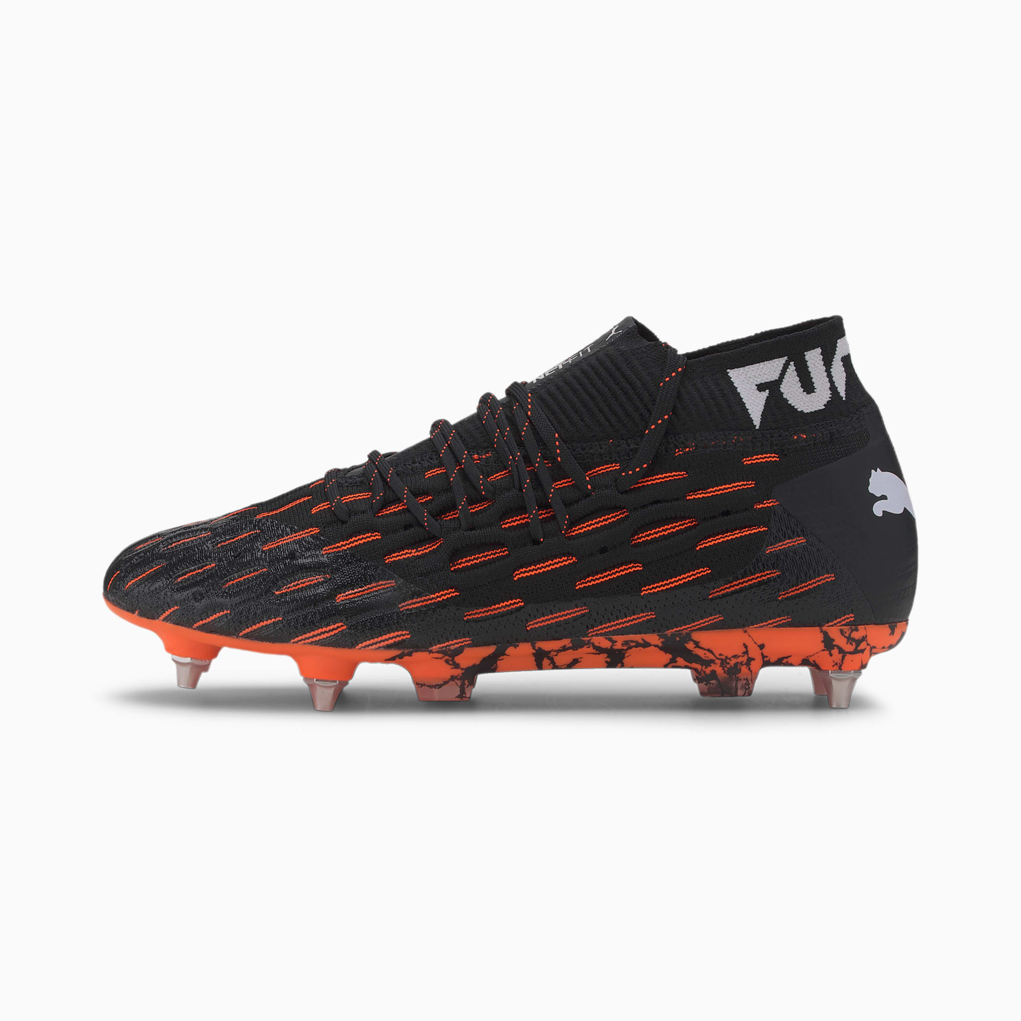 PUMA Chaussures de football Future 6.1 NETFIT MxSG, Noir/Blanc/Orange, Taille 40, Vêtements