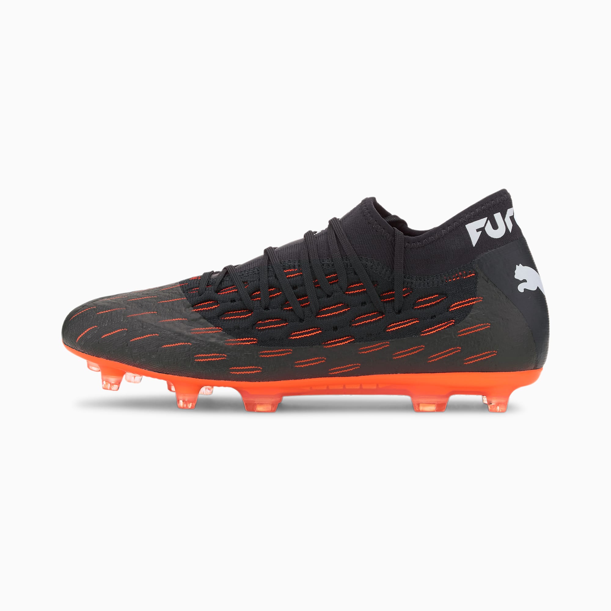 PUMA Chaussures de football Future 6.2 NETFIT FG/AG homme, Noir/Blanc/Orange, Taille 42, Chaussures