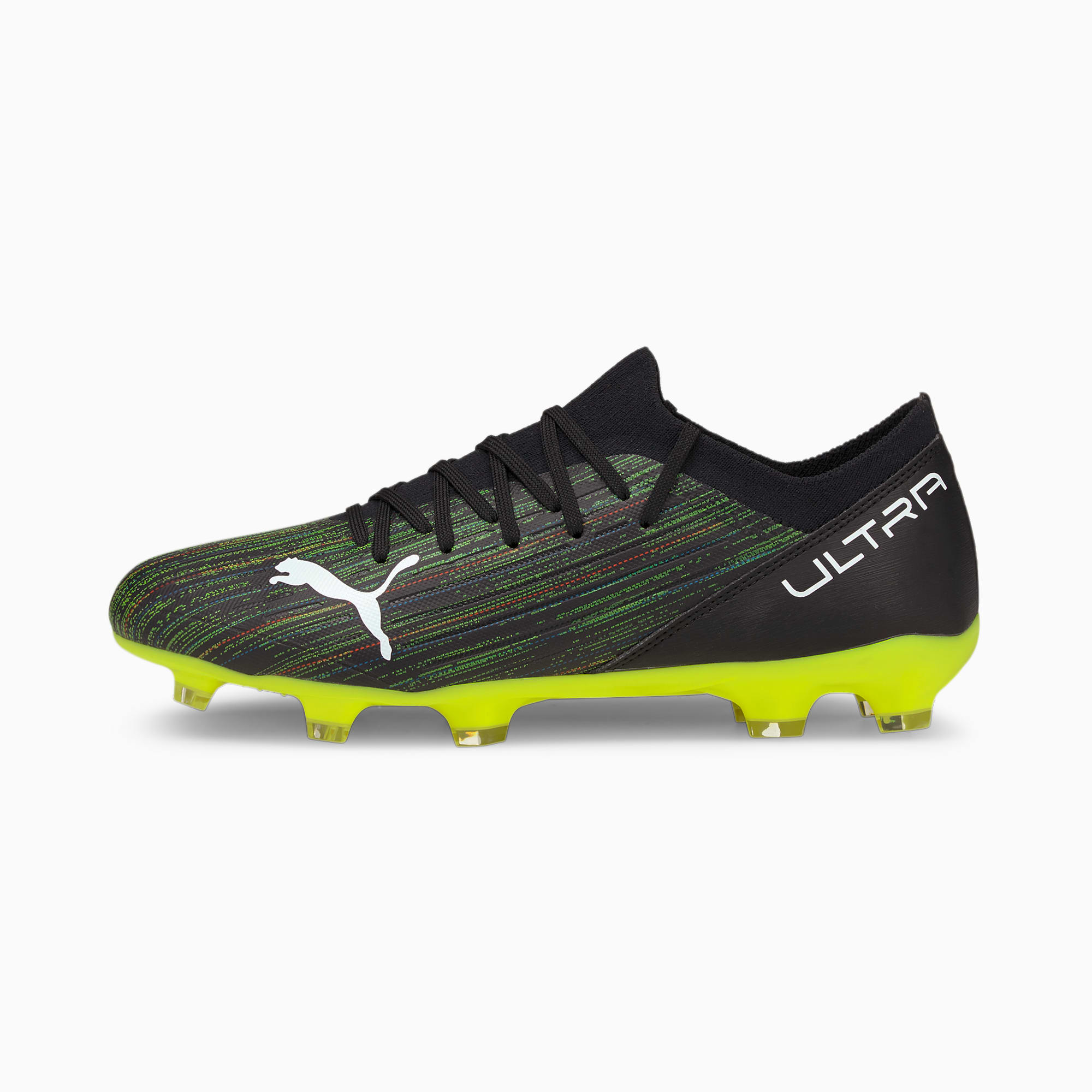 PUMA Chaussures de football ULTRA 3.2 FG/AG homme, Noir/Jaune/Blanc, Taille 44, Chaussures
