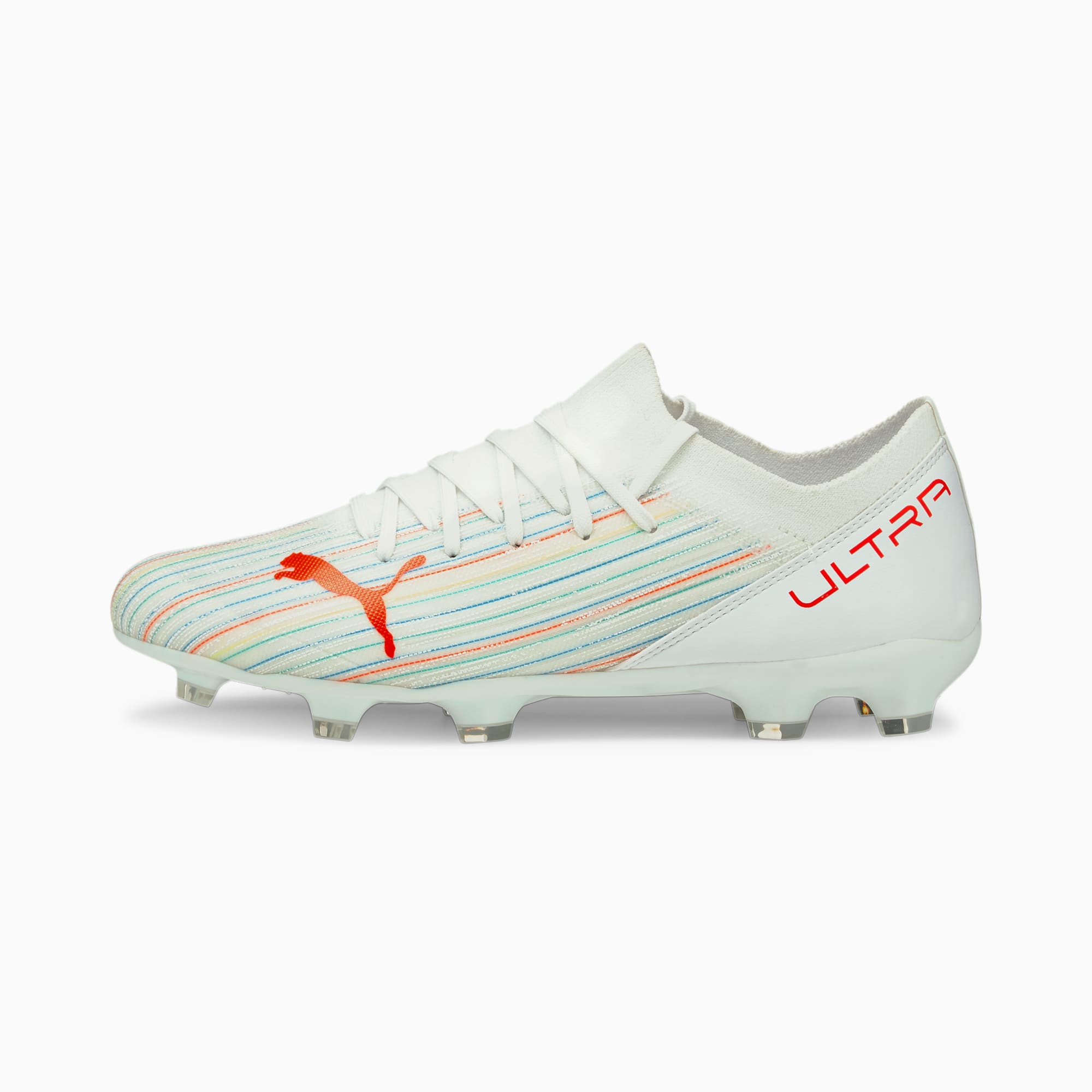 PUMA Chaussures de football ULTRA 3.2 FG/AG homme, Blanc/Rouge, Taille 41, Chaussures
