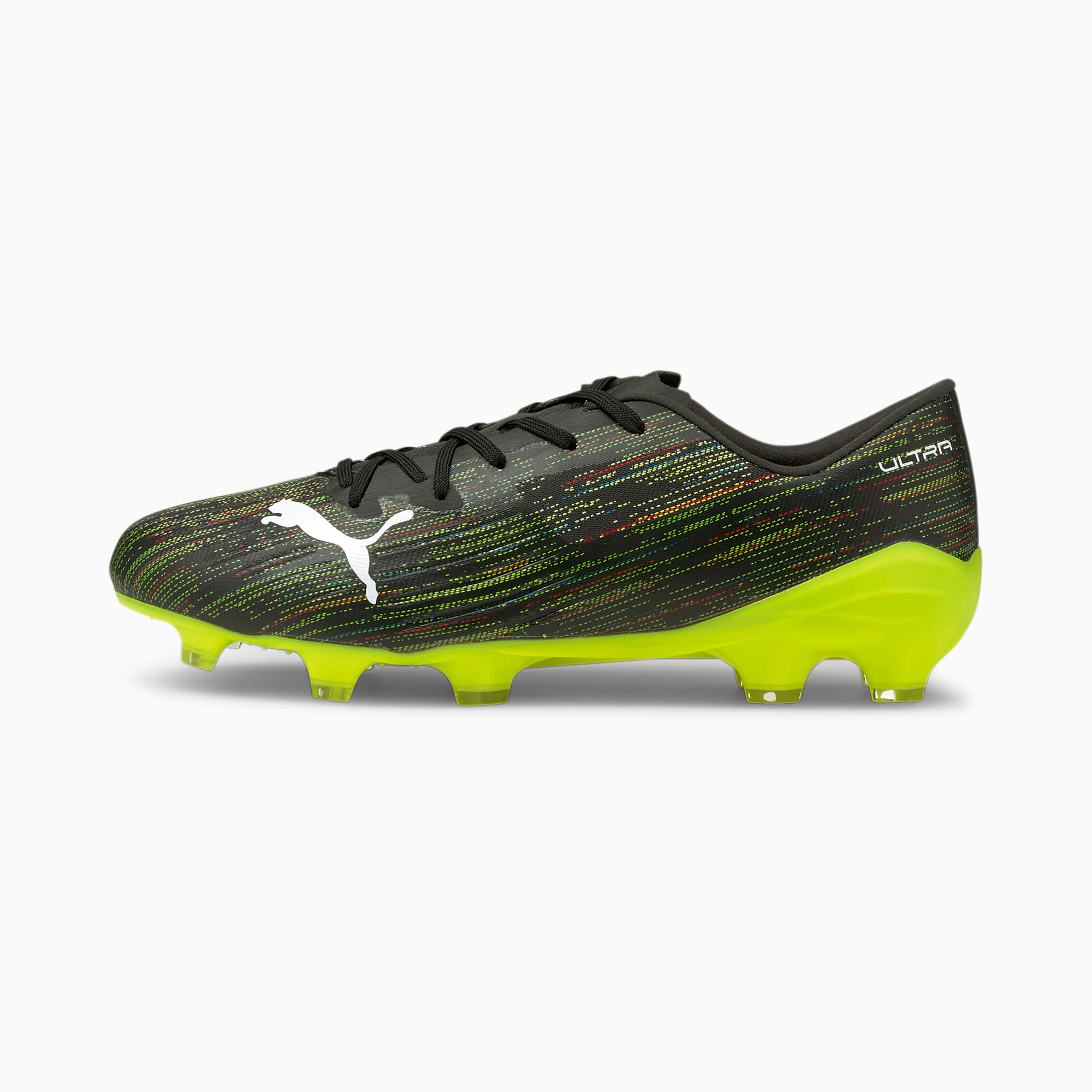 PUMA Chaussures de football ULTRA 2.2 FG/AG homme, Noir/Jaune/Blanc, Taille 39, Chaussures