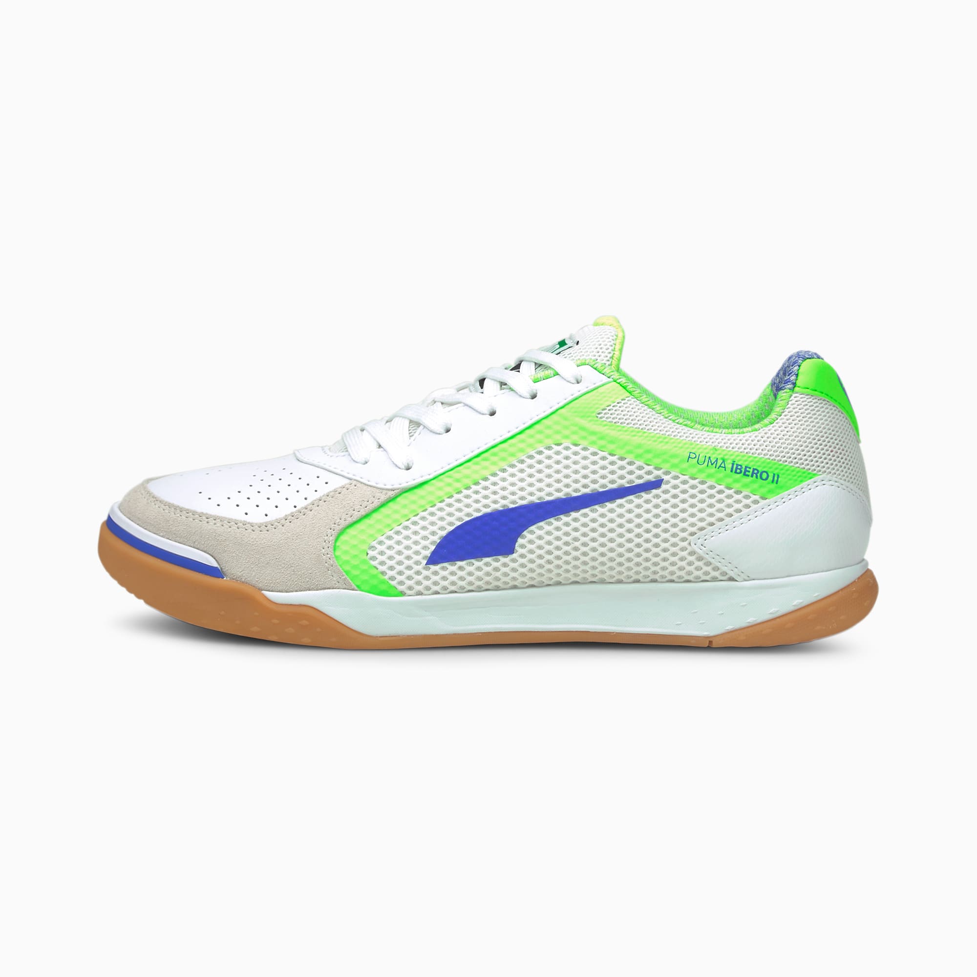 PUMA Chaussures de futsal IBERO II pour Homme, Blanc/Bleu/Vert, Taille 42.5, Chaussures