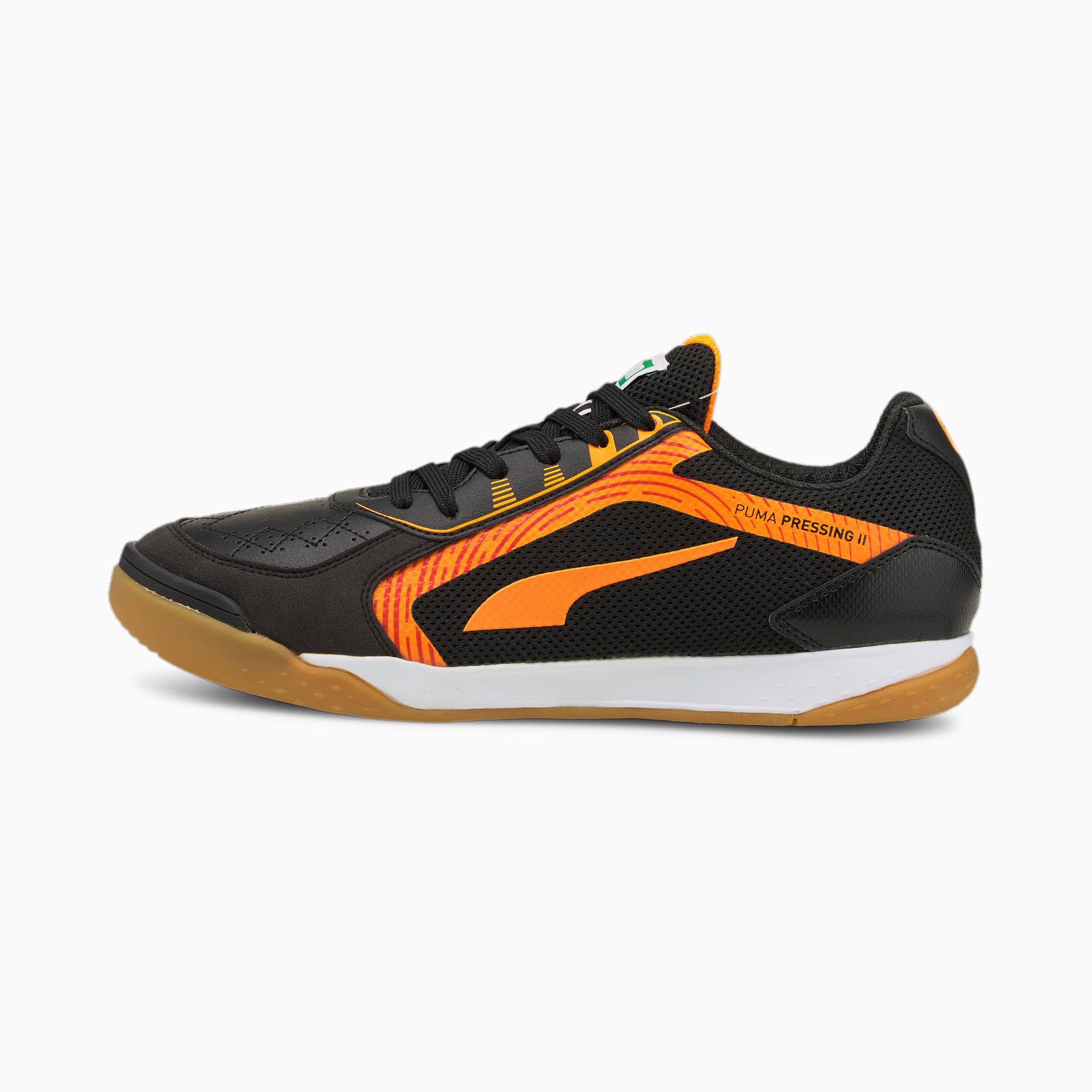 PUMA Chaussures de futsal PRESSING II pour Homme, Noir/Orange, Taille 44.5, Chaussures