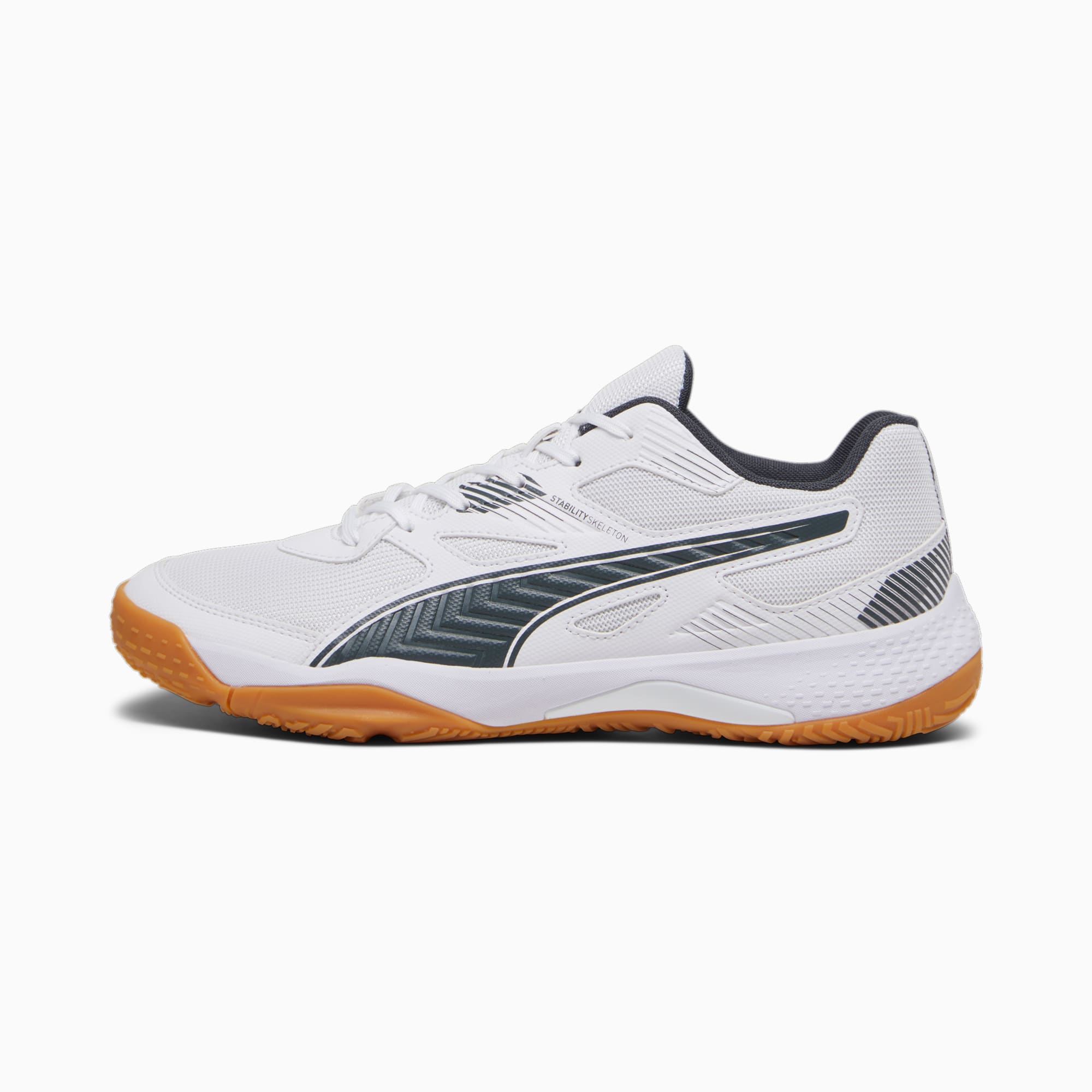 Men's PUMA Solarflash II Indoor Sports Shoe Sneakers, White/Shadow Grey/Gum, Size 35,5, Shoes
