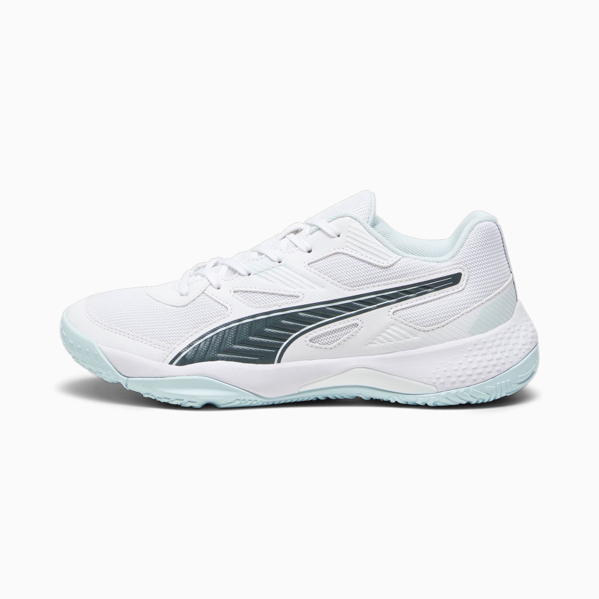 Men's PUMA Solarflash II Indoor Sports Shoe Sneakers, White/Nitro Blue/Shadow Grey, Size 35,5, Shoes