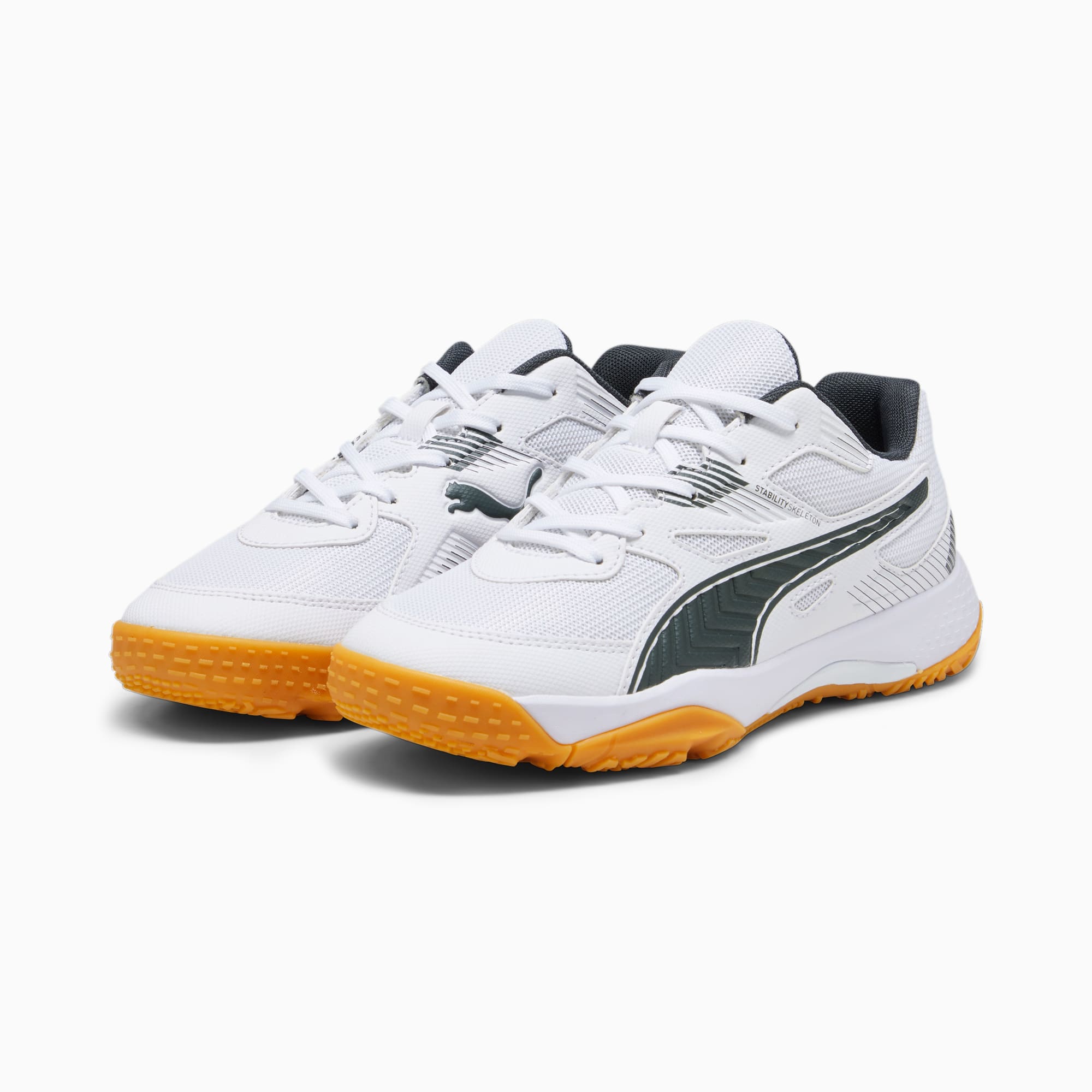 PUMA Solarflash II Indoor Sports Shoes Youth, White/Shadow Grey/Gum