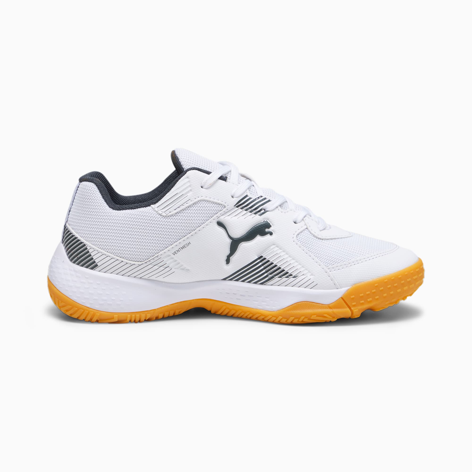 PUMA Solarflash II Indoor Sports Shoes Youth, White/Shadow Grey/Gum