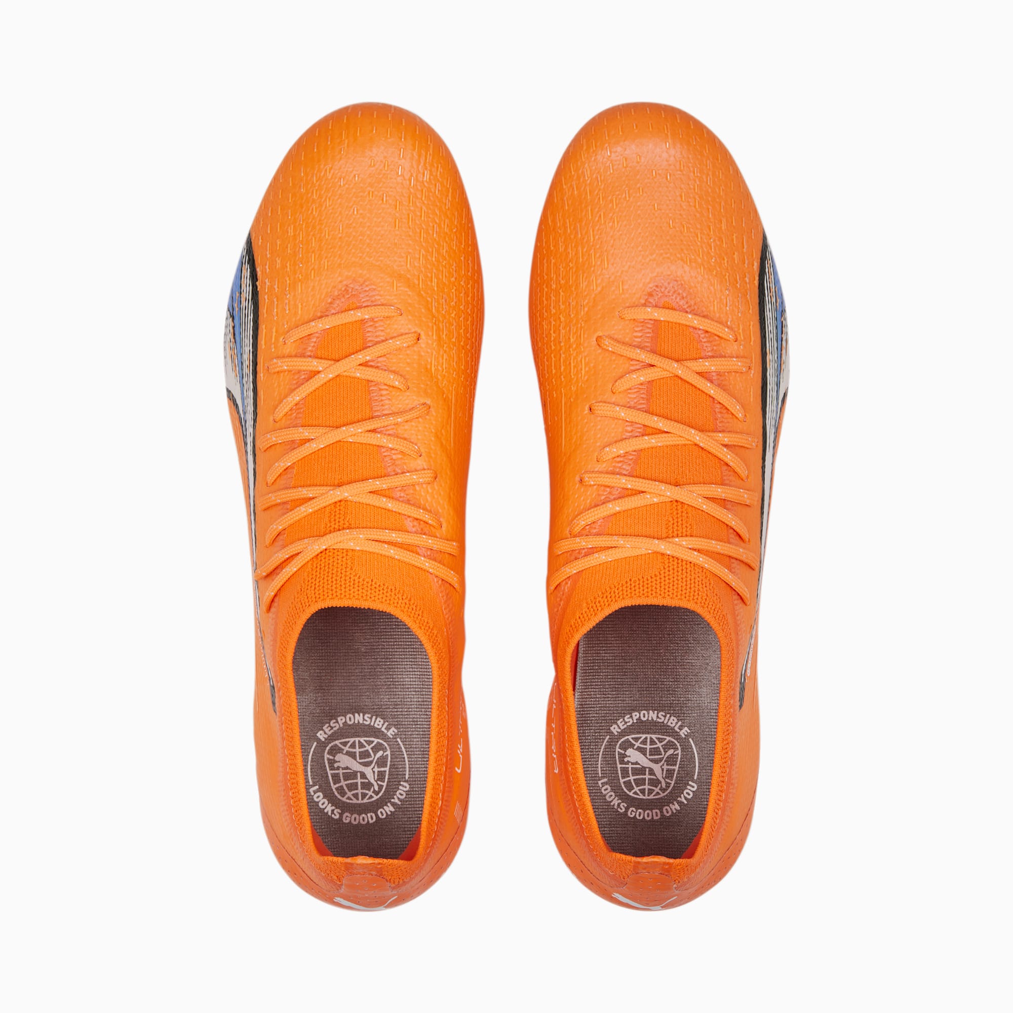 PUMA Ultra Ultimate IJzeren-Nop Voetbalschoenen (SG) Oranje Wit Blauw