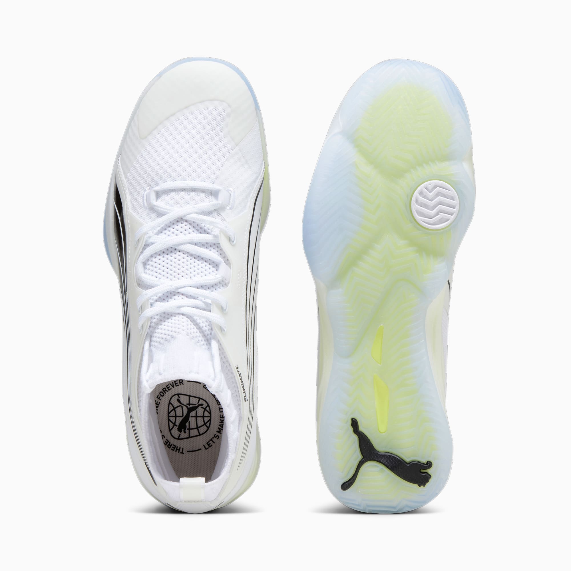 Men's PUMA Eliminate Nitro Sqd Handball Shoe Sneakers, White/Black/Concrete Grey, Size 39, Shoes