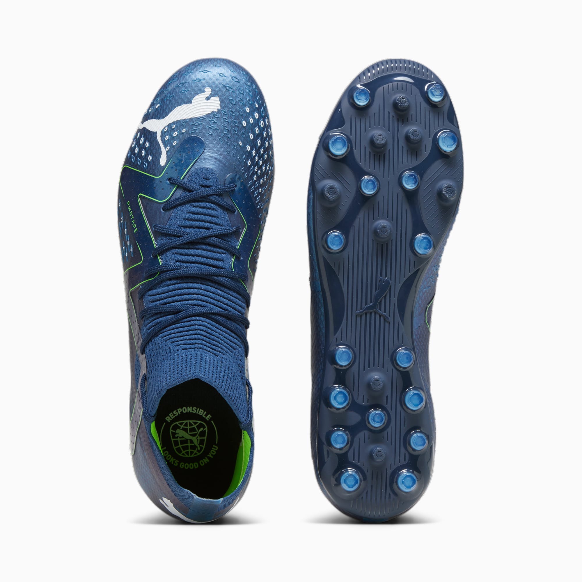 PUMA Chaussures De Football FUTURE PRO MG Pour Homme, Bleu/Vert/Blanc
