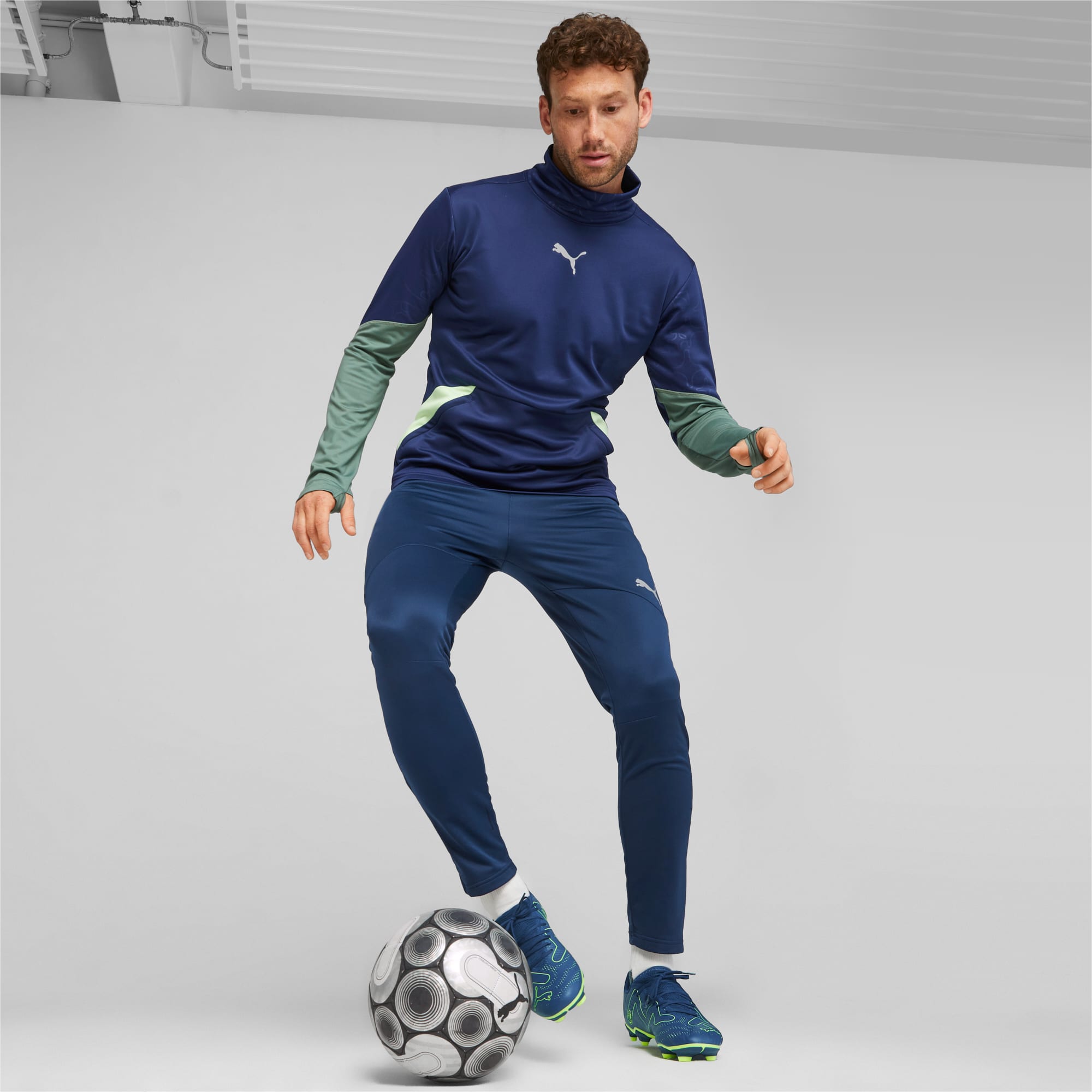 PUMA Chaussures De Football FUTURE PLAY FG/AG Pour Homme, Bleu/Vert