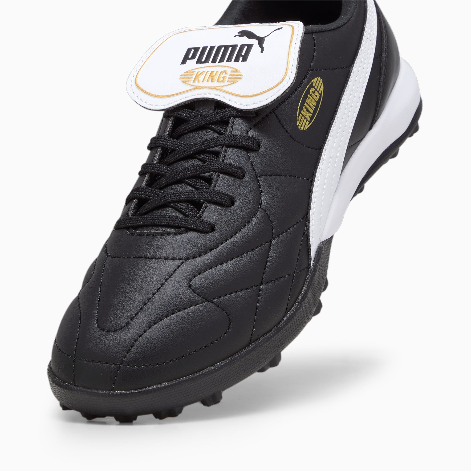 PUMA Chaussures De Football KING TOP TT Pour Homme, Noir/Blanc/Or