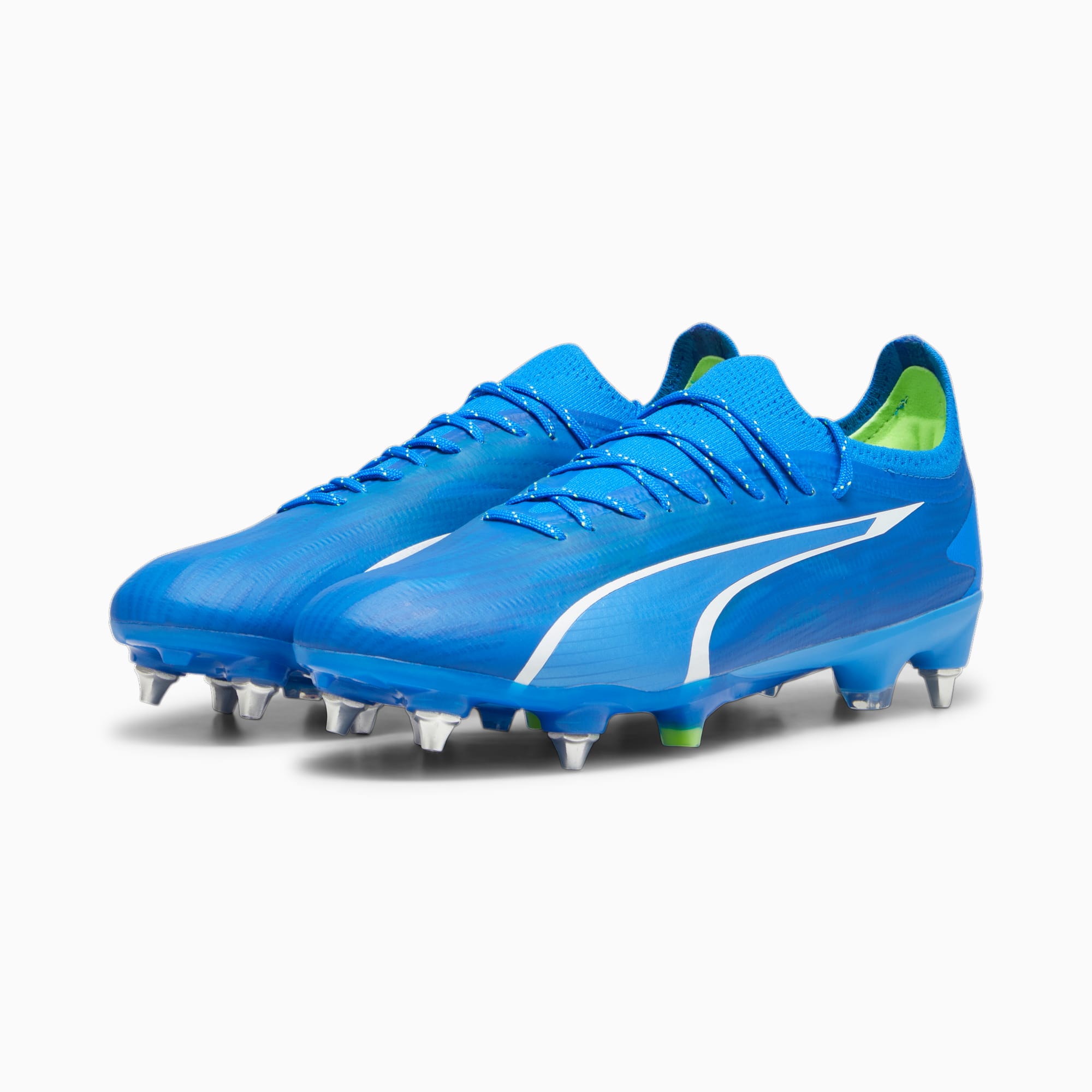 PUMA Chaussures De Football ULTRA ULTIMATE MxSG Pour Homme, Bleu/Vert/Blanc