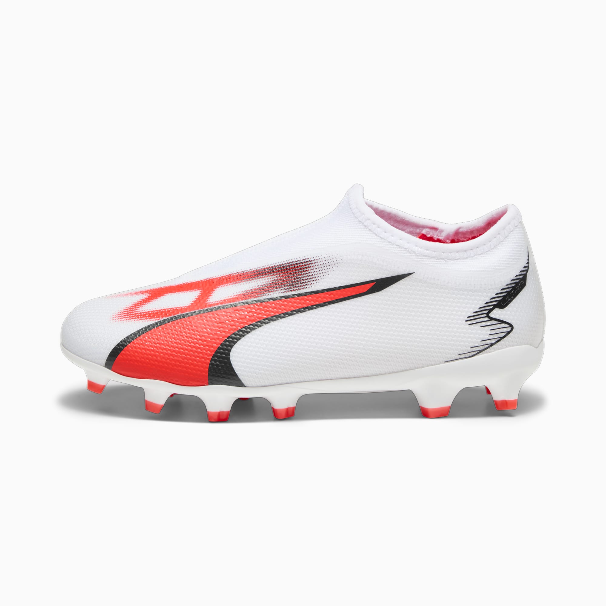PUMA Ultra Match Ll FG/AG Youth Football Boots, White/Black/Fire Orchid, Size 27, Shoes