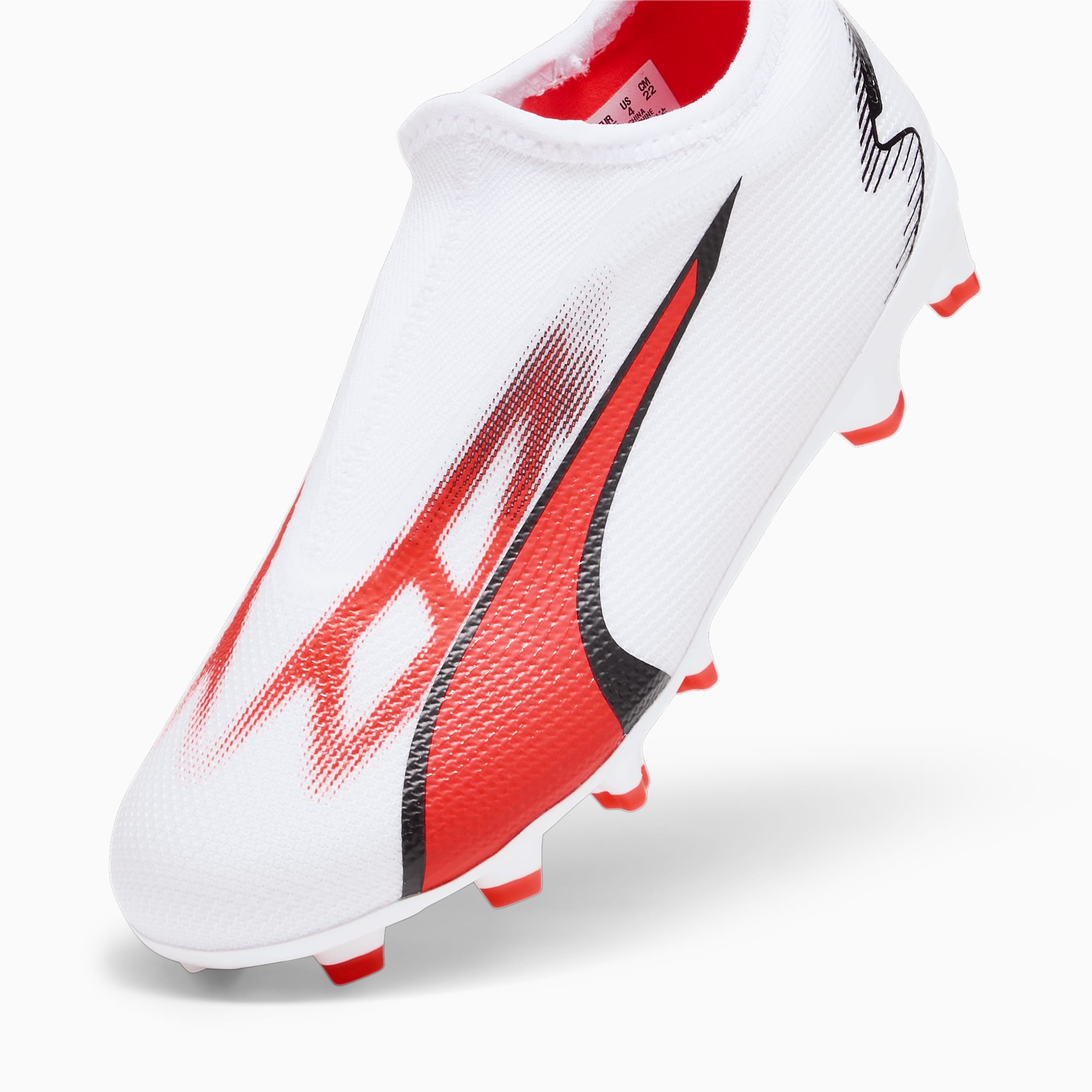PUMA Ultra Match Ll FG/AG Youth Football Boots, White/Black/Fire Orchid, Size 27, Shoes