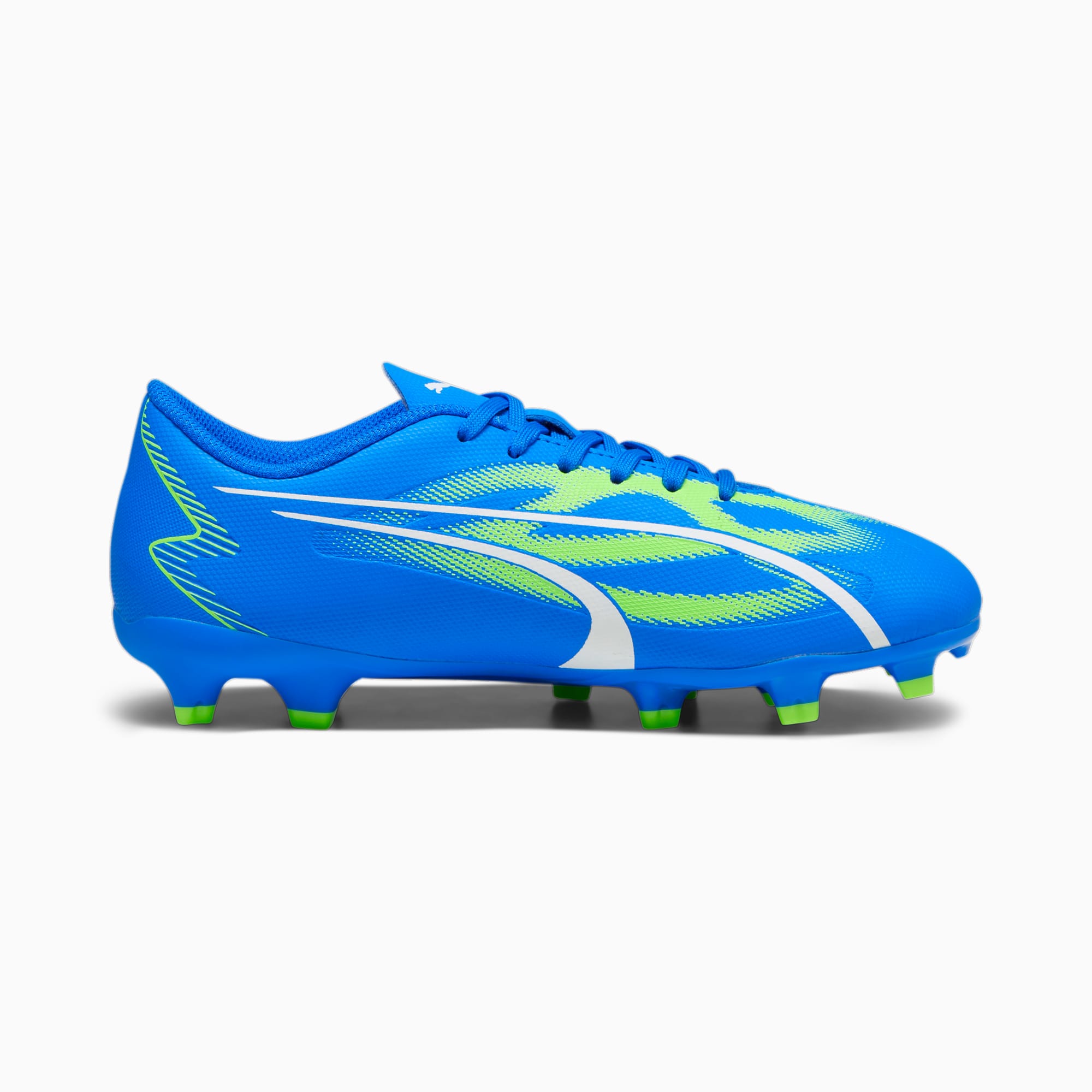 PUMA Ultra Play FG/AG Youth Football Boots, Ultra Blue/White/Pro Green, Size 29, Shoes