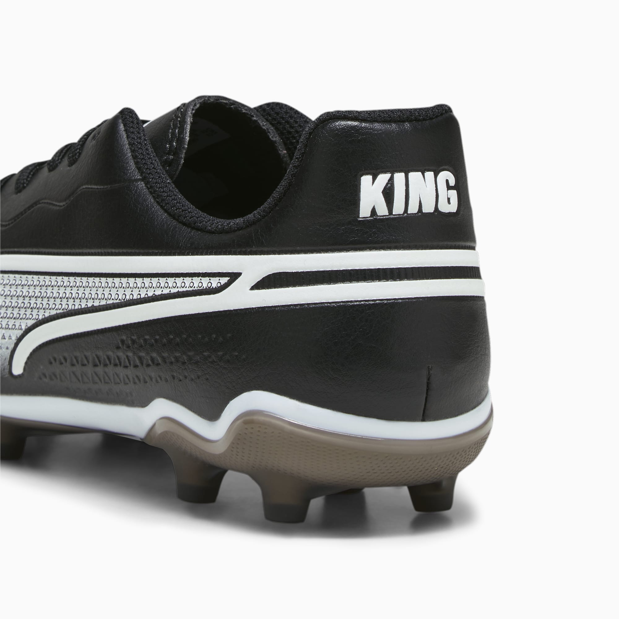 PUMA King Match FG/AG Youth Football Boots, Black/White