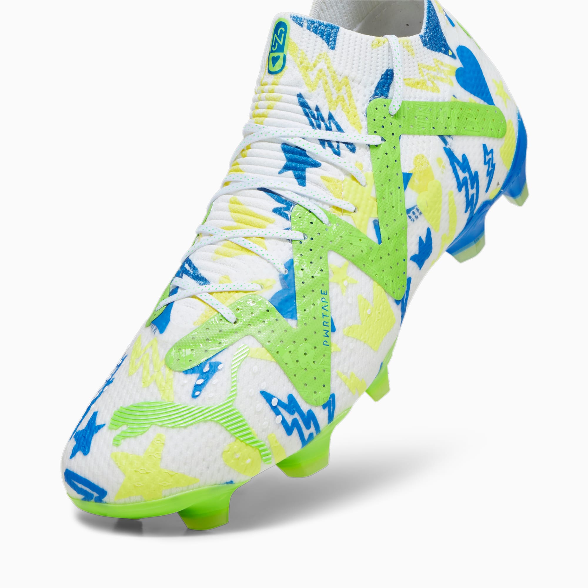 PUMA FUTURE ULTIMATE Neymar Jr FG/AG Voetbalschoenen Voor Heren, Wit/Blauw/Groen