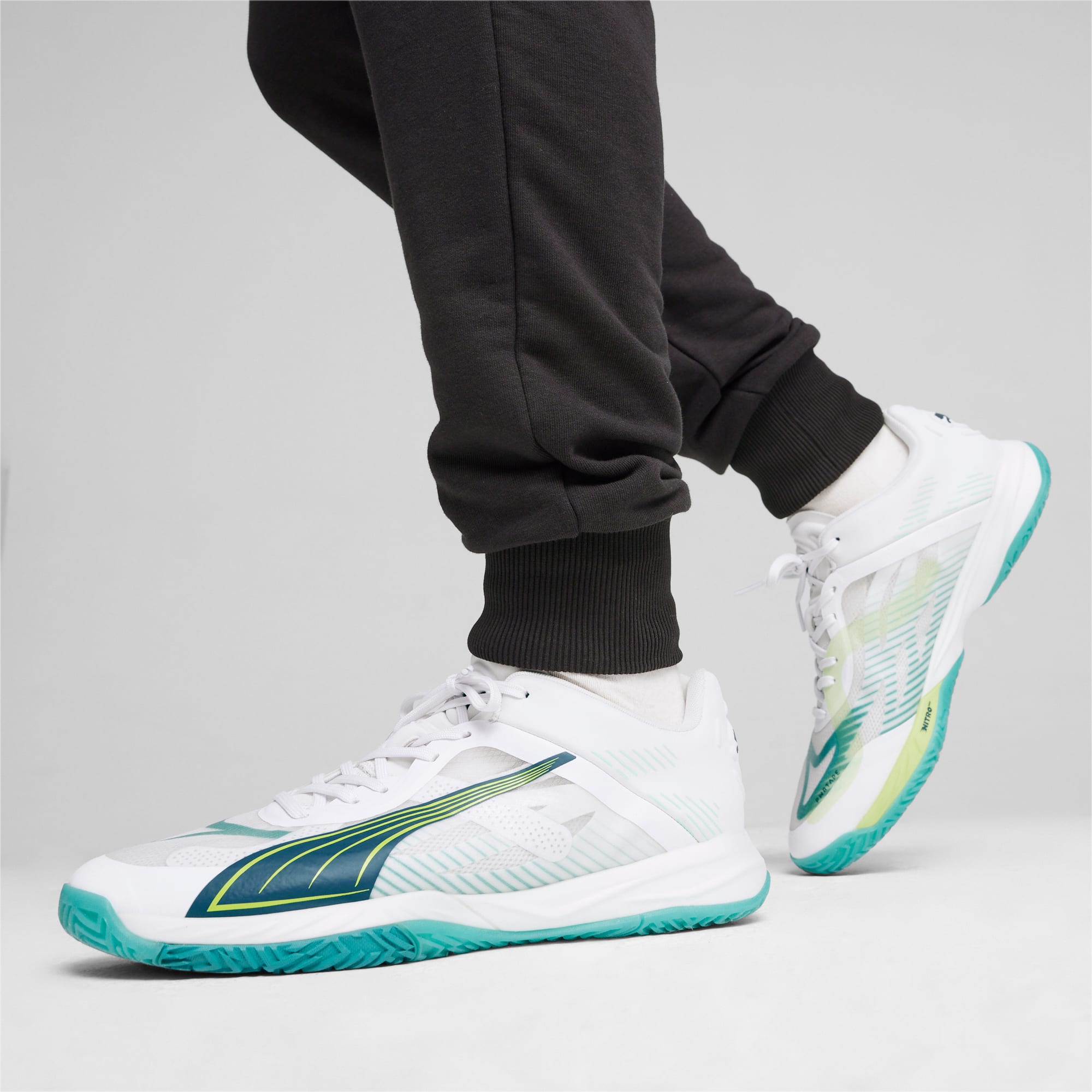 Women's PUMA Accelerate Nitro Sqd Indoor Sports Shoe Sneakers, White/Ocean Tropic/Sparkling Green