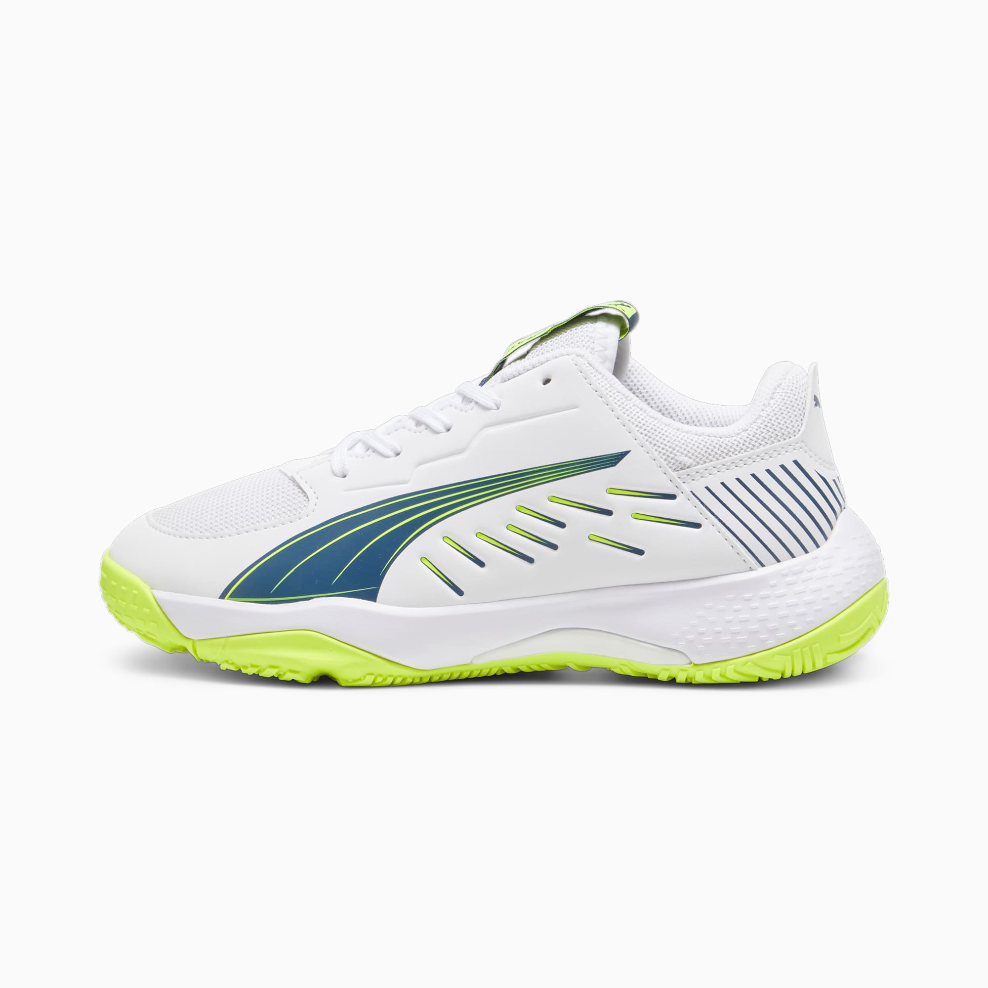 puma chaussures de handball accelerate enfant, blanc/bleu/vert, taille 34.5, chaussures