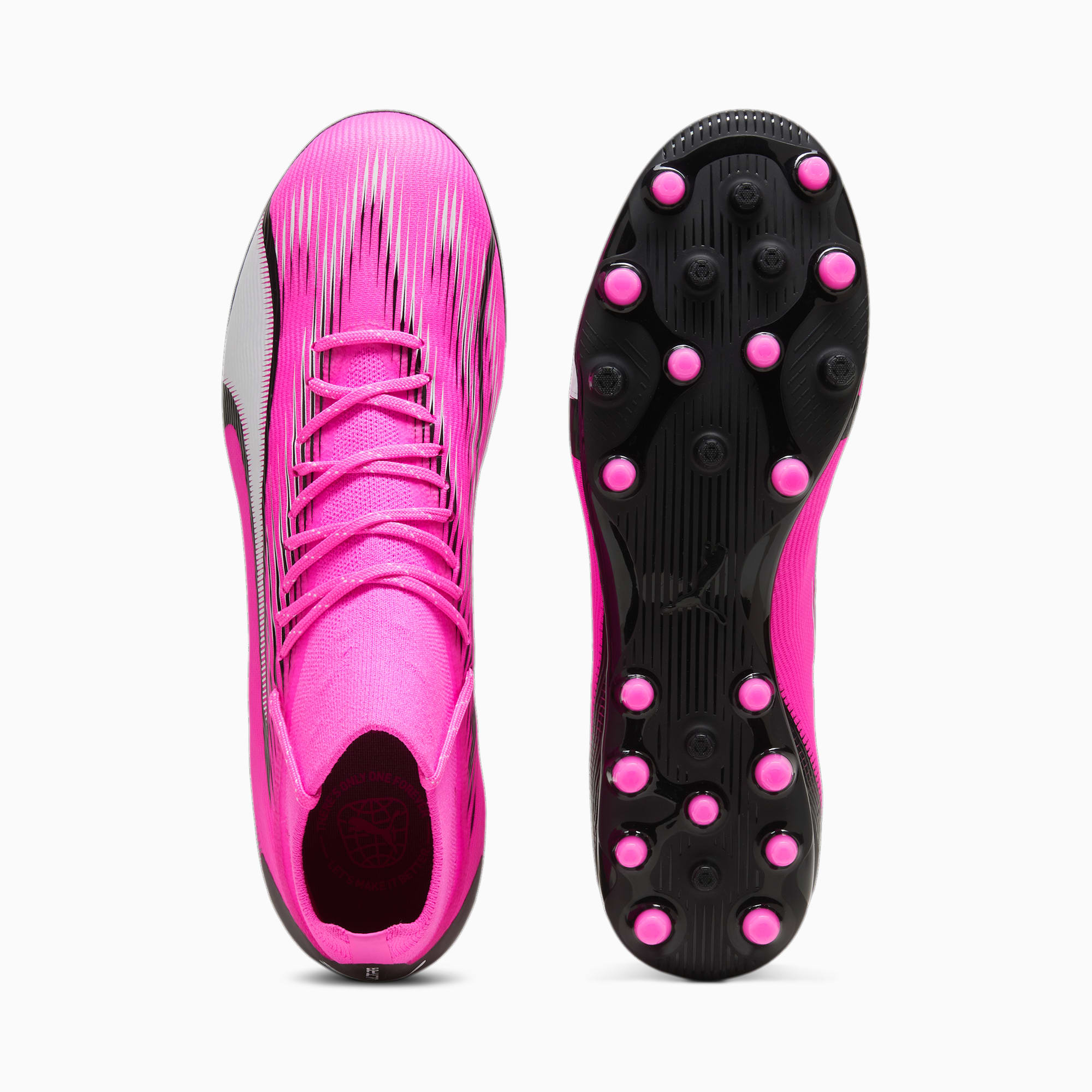 Men's PUMA Ultra Pro MG Football Boots, Poison Pink/White/Black, Size 39, Shoes