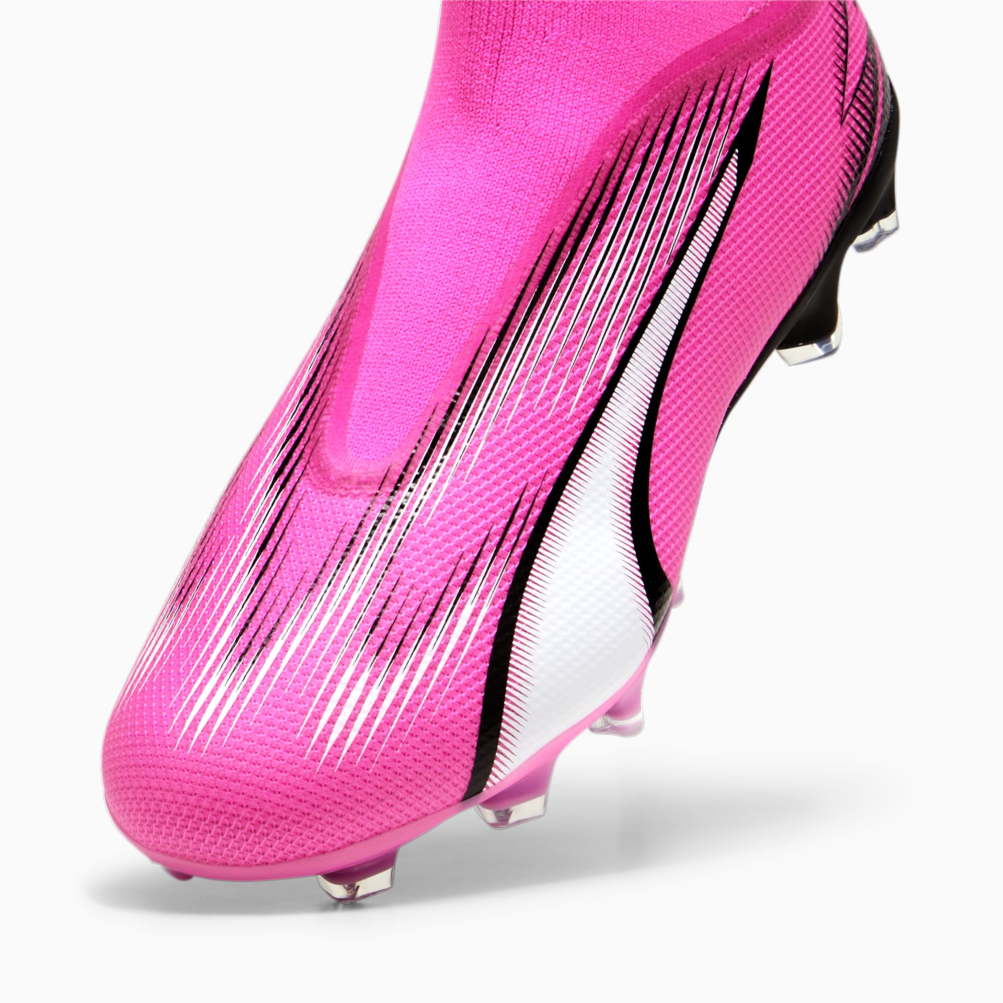 PUMA Chaussures De Football Sans Lacets ULTRA MATCH FG/AG Pour Homme, Rose/Noir/Blanc