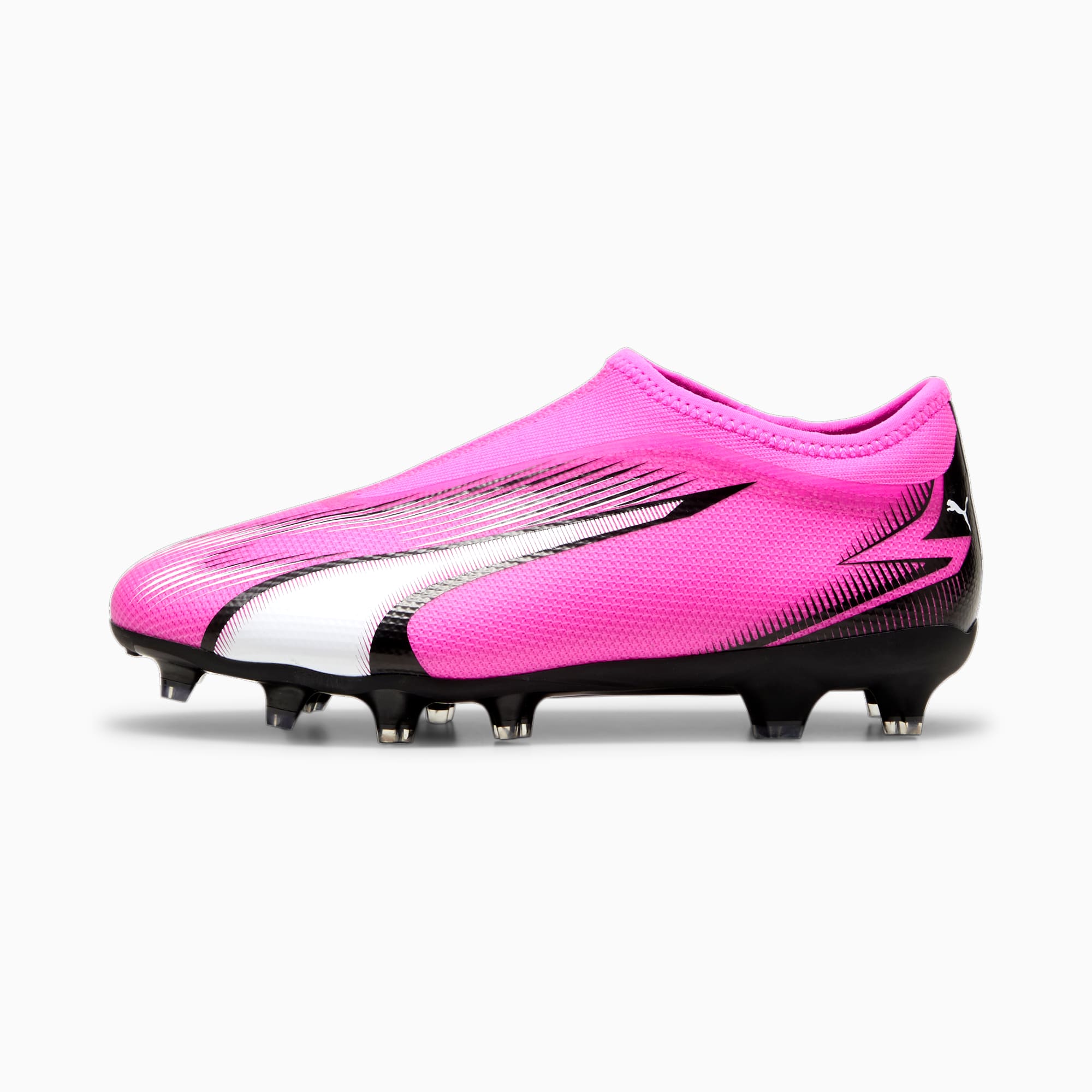 PUMA ULTRA MATCH FG/AG voetbalschoenen zonder veters, Roze/Zwart/Wit