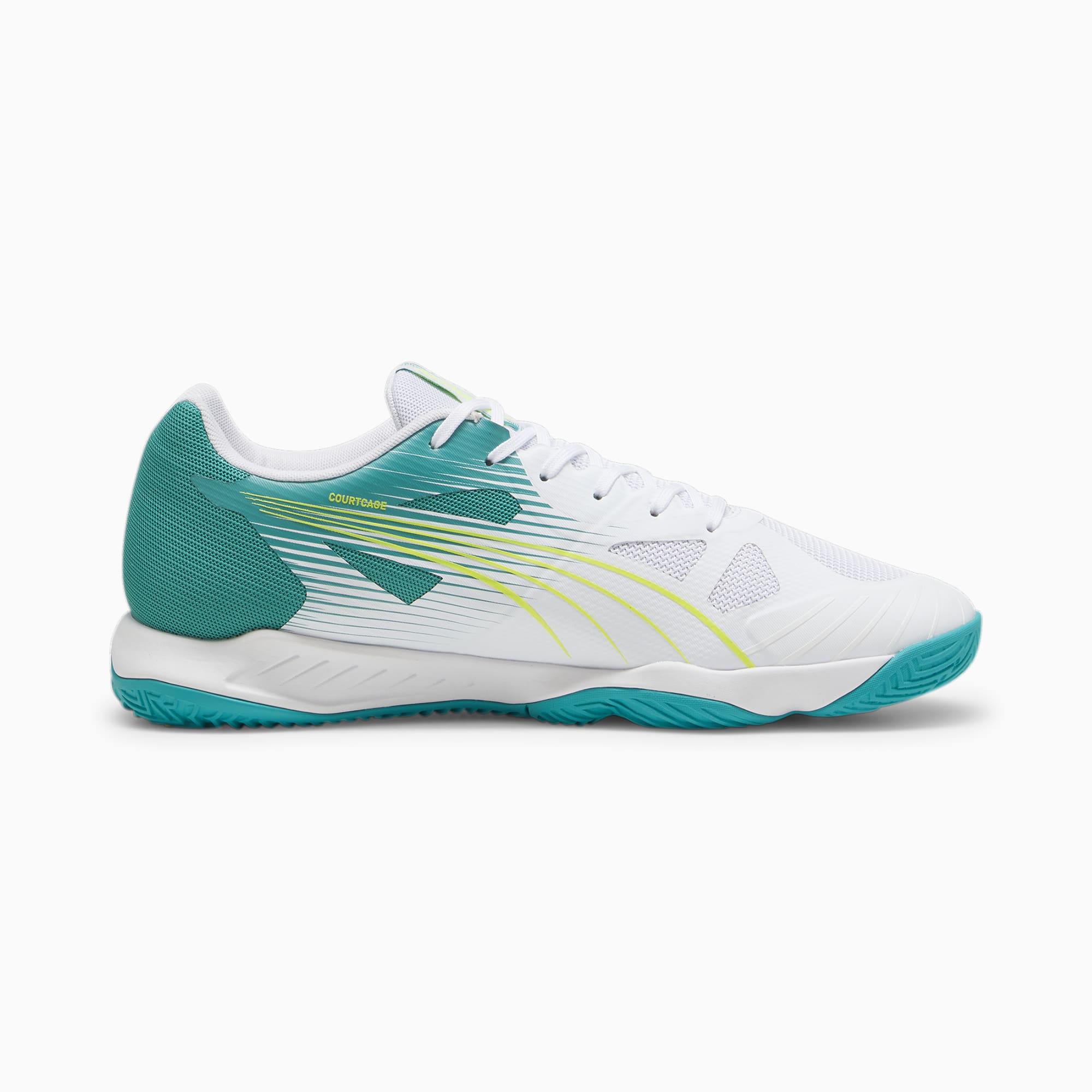 Women's PUMA Attacourt Handball Shoe Sneakers, White/Ocean Tropic/Sparkling Green