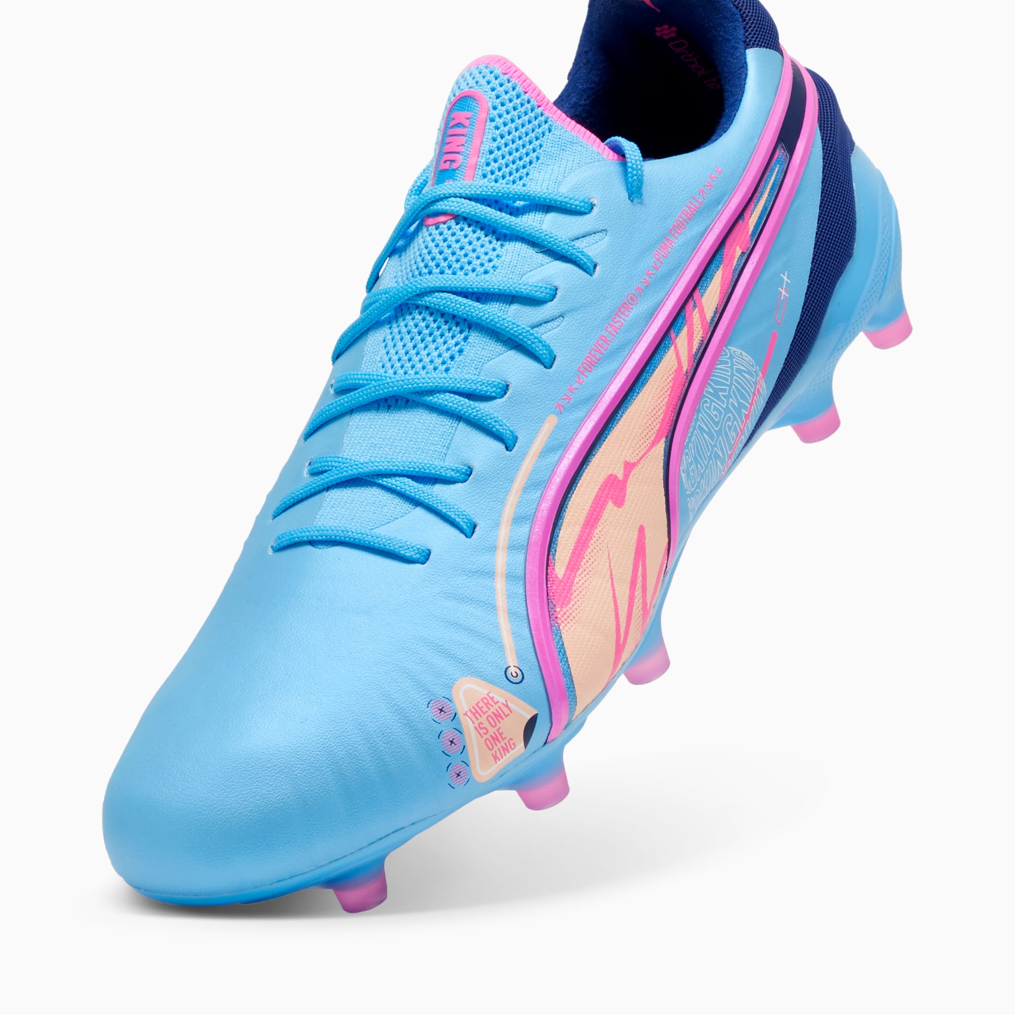 PUMA King Ultimate Gras / Kunstgras Voetbalschoenen (MG) Blauw Roze Blauw