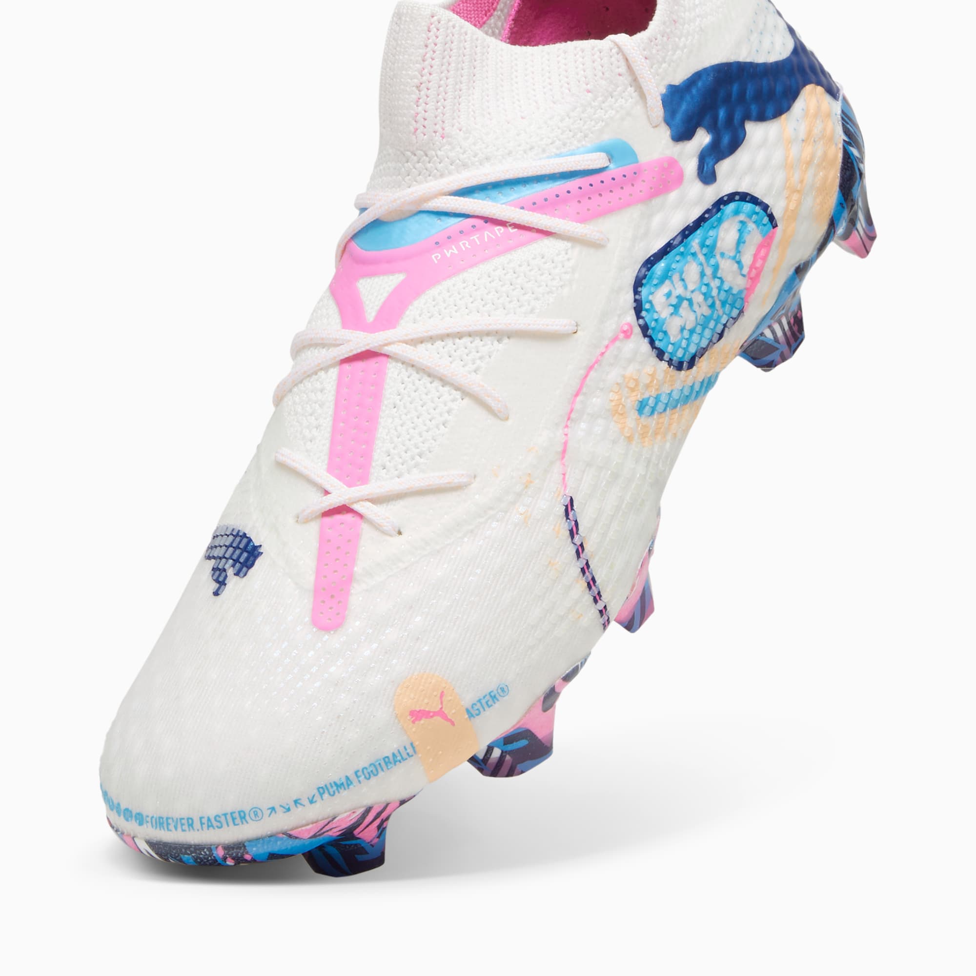 PUMA Future 7 Ultimate Gras / Kunstgras Voetbalschoenen (MG) Wit Blauw Roze